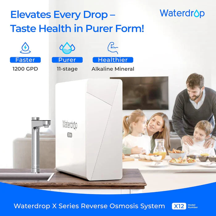 Waterdrop X12 Tankless Reverse Osmosis System | 11-Stage Under Sink Water Filter, 1200 Gallon Capacity