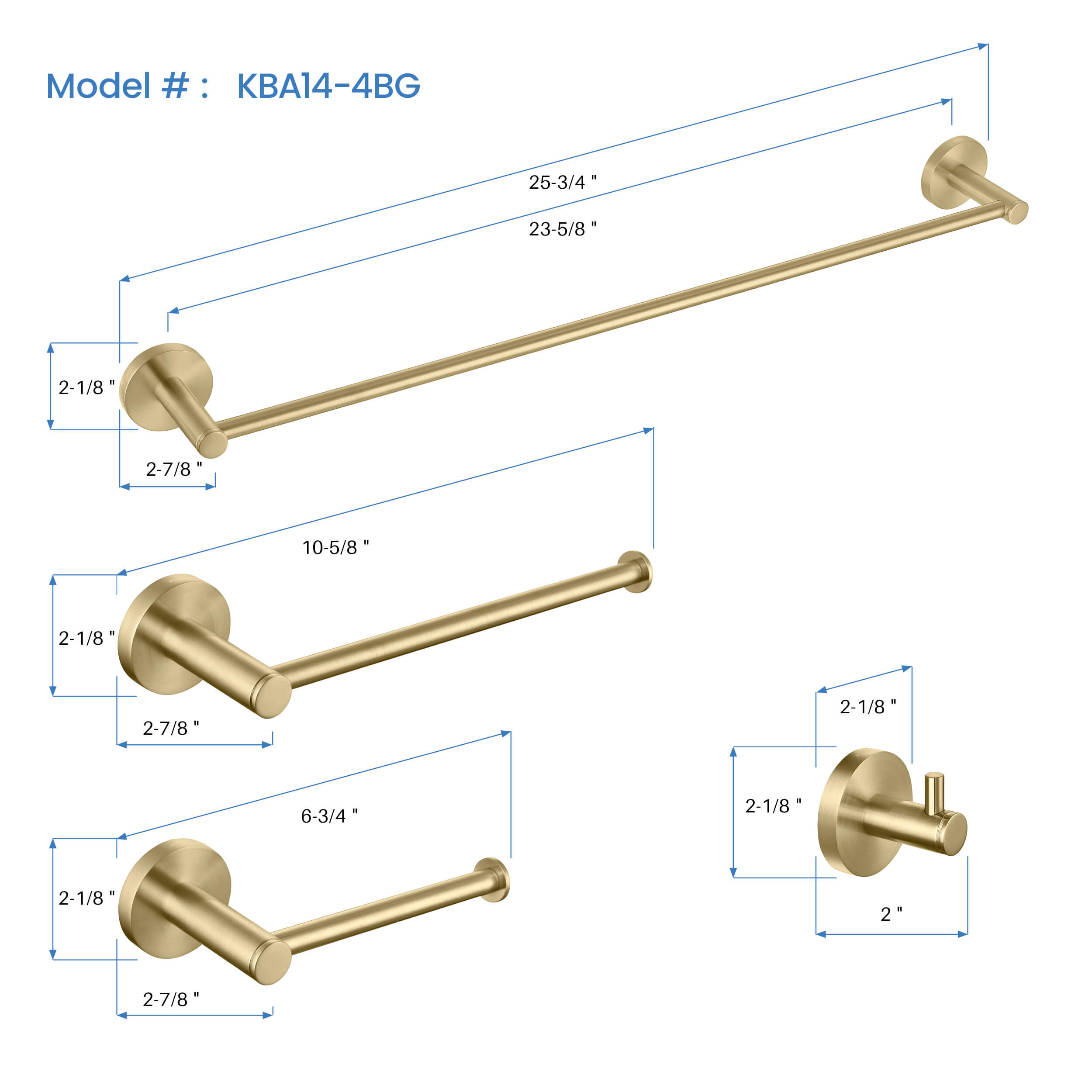 Circular 5-Piece Bathroom Hardware Set - C-KBA14-5
