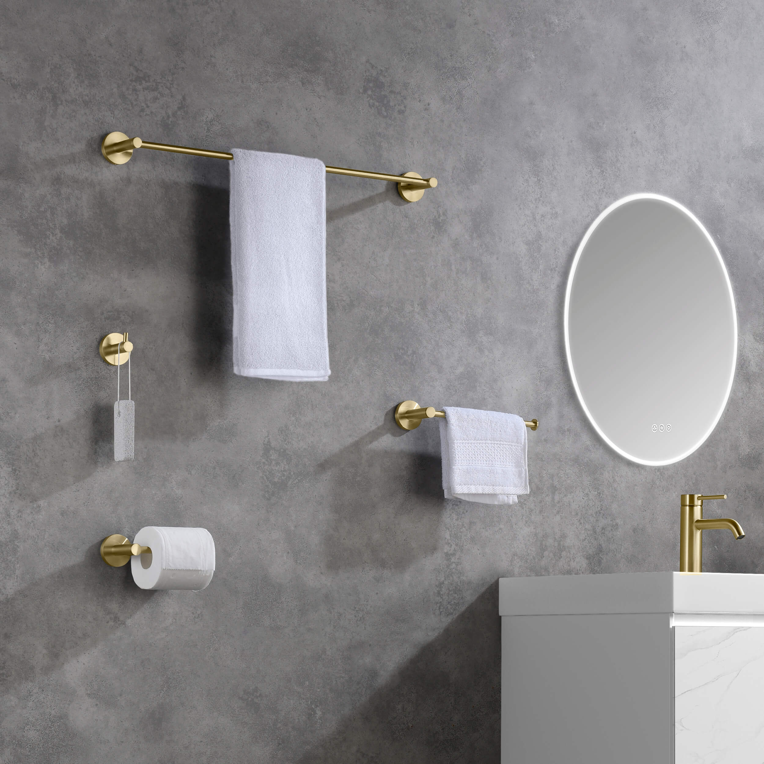 Circular 5-Piece Bathroom Hardware Set - C-KBA14-5