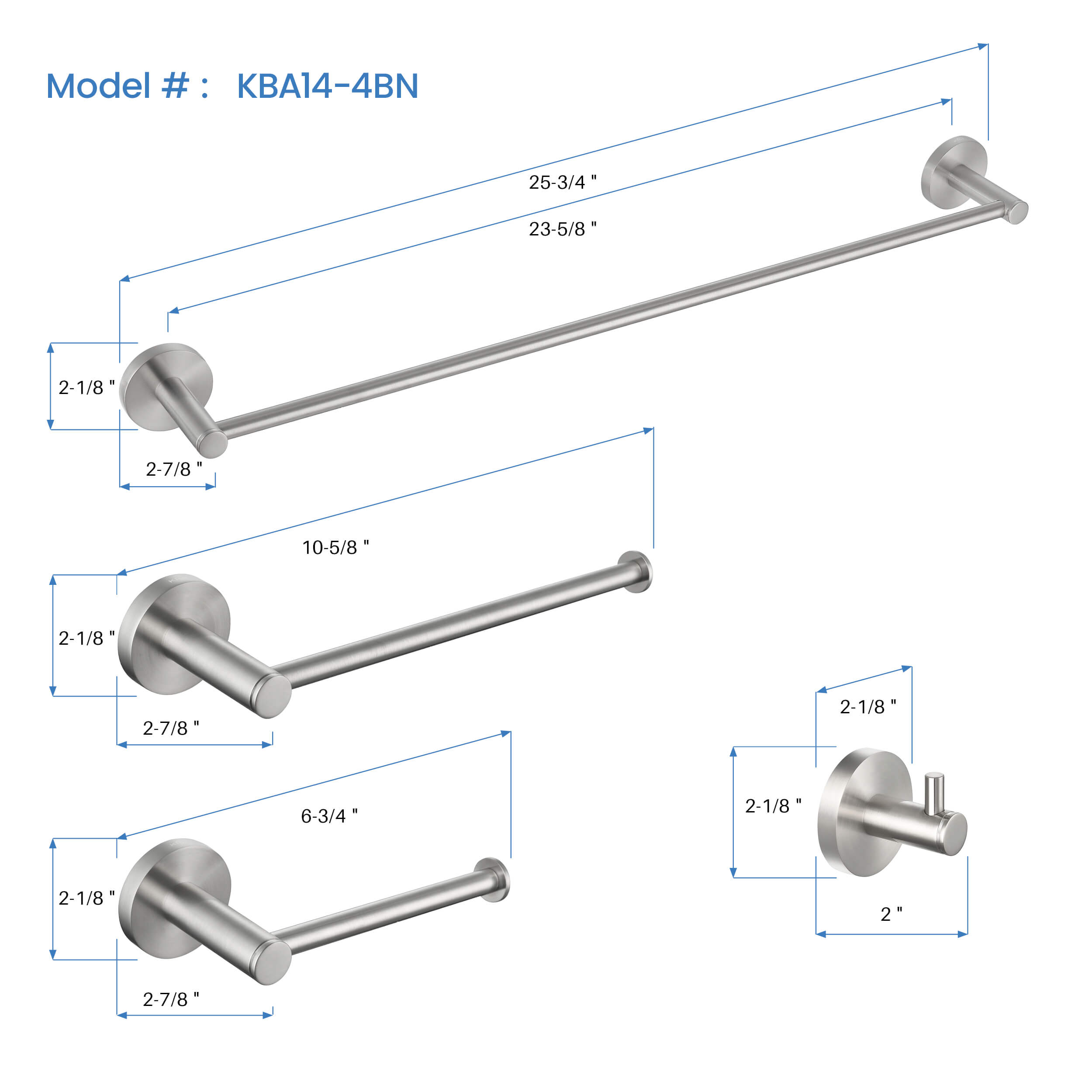 Circular 5-Piece Bathroom Hardware Set - C-KBA14-5
