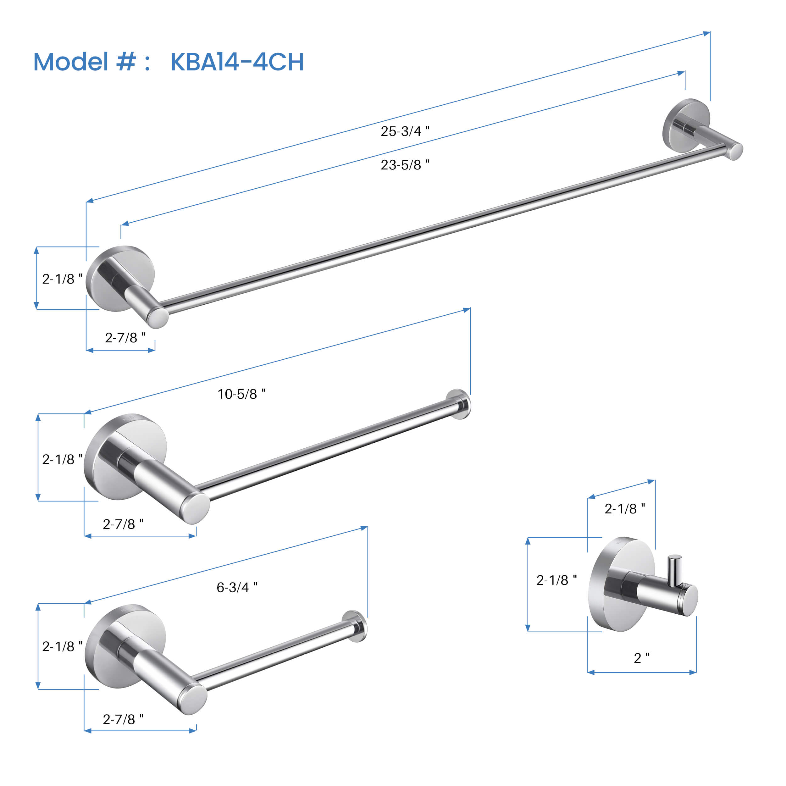 Circular 5-Piece Bathroom Hardware Set - C-KBA14-5