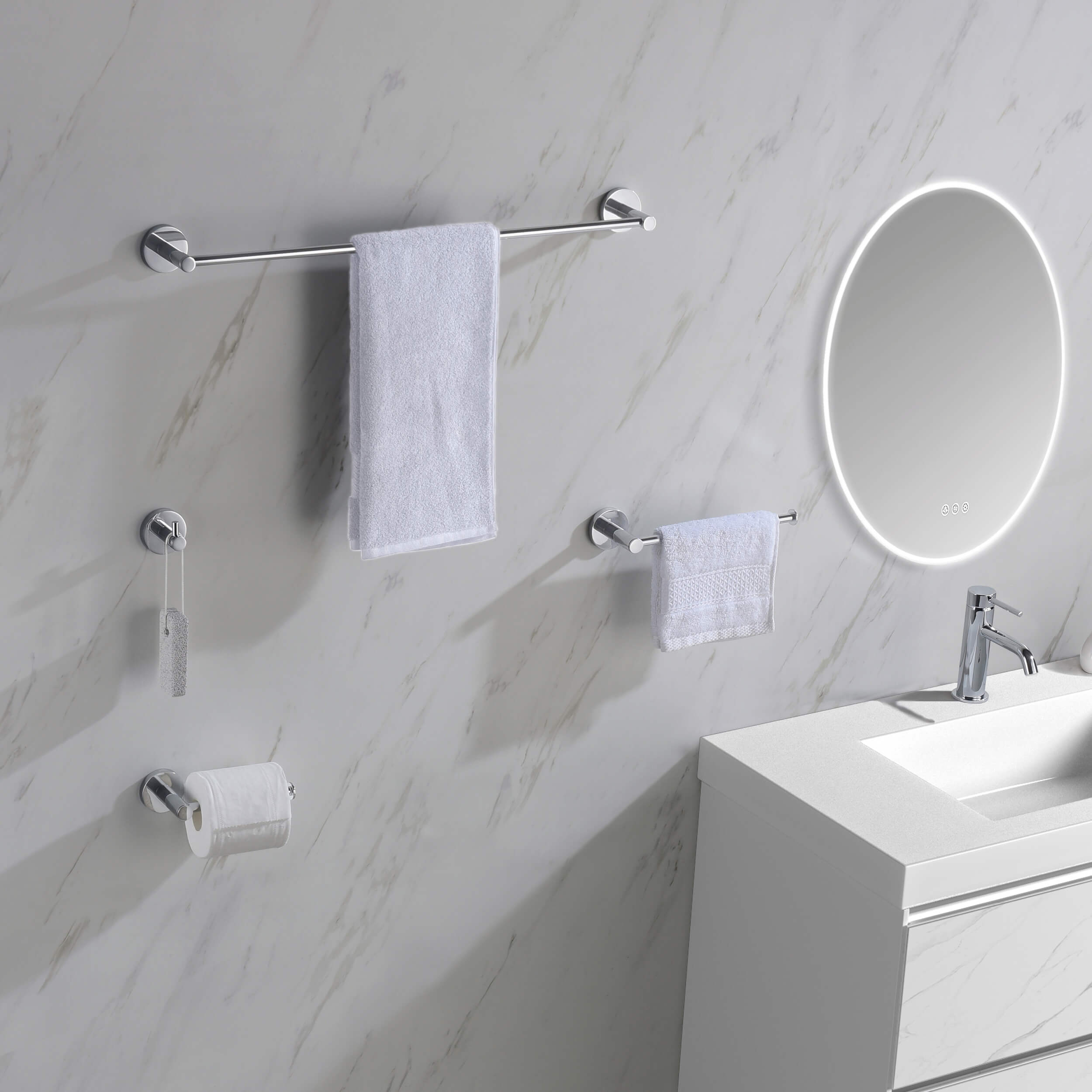 Circular 5-Piece Bathroom Hardware Set - C-KBA14-5