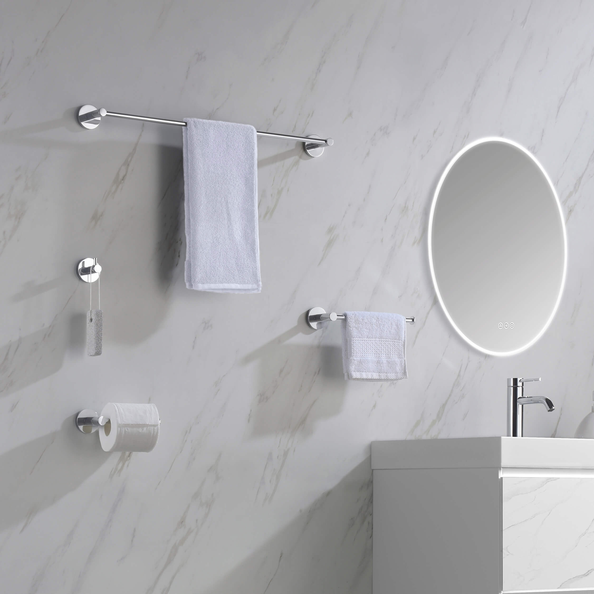 Circular 5-Piece Bathroom Hardware Set - C-KBA14-5