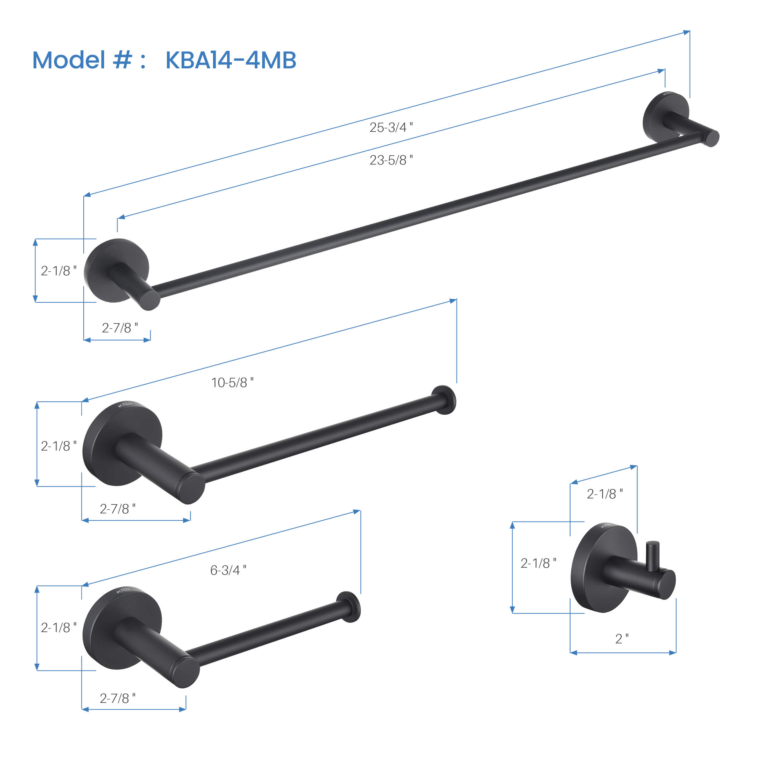 Circular 5-Piece Bathroom Hardware Set - C-KBA14-5