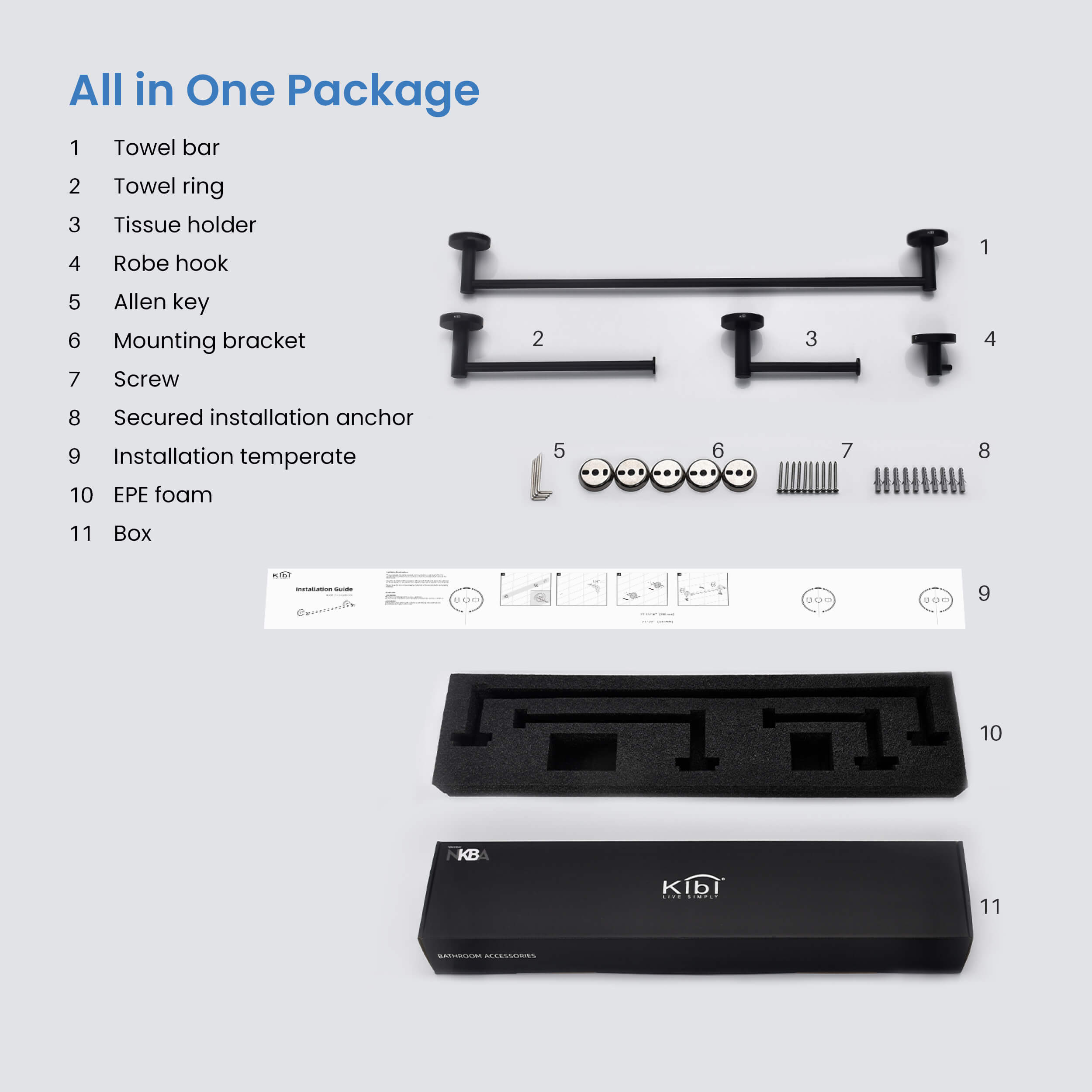 Circular 4-Piece Bathroom Hardware Set - C-KBA14-4