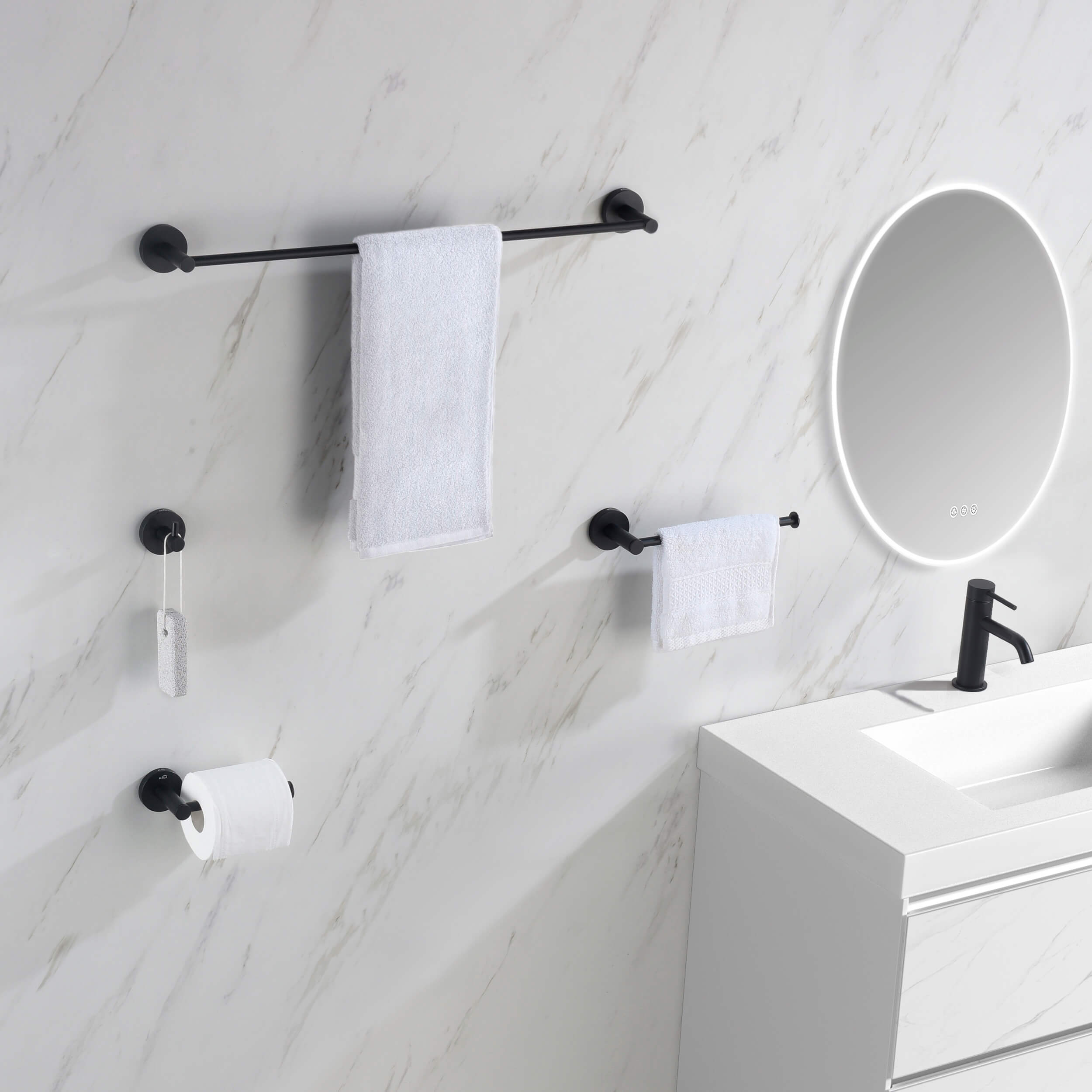 Circular 5-Piece Bathroom Hardware Set - C-KBA14-5