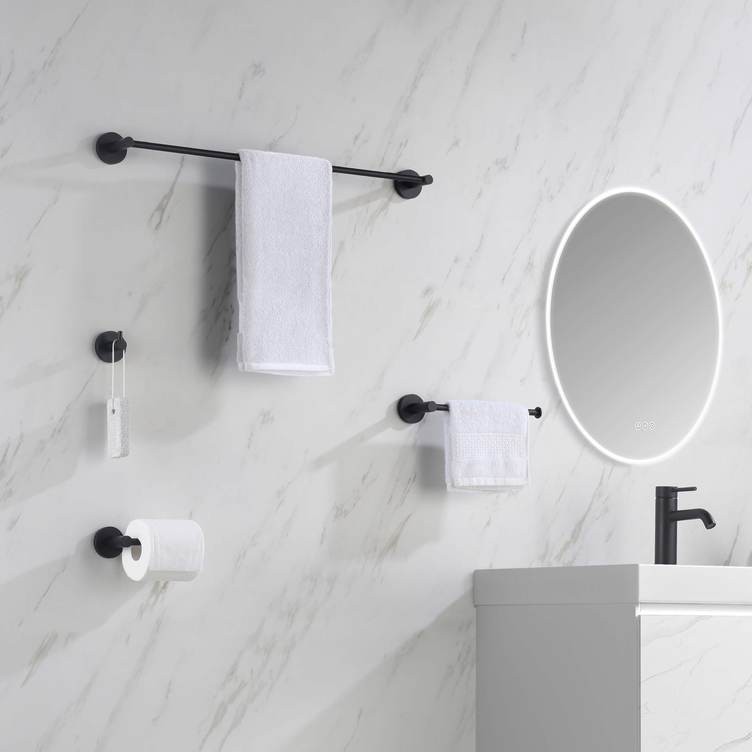 Circular 5-Piece Bathroom Hardware Set - C-KBA14-5