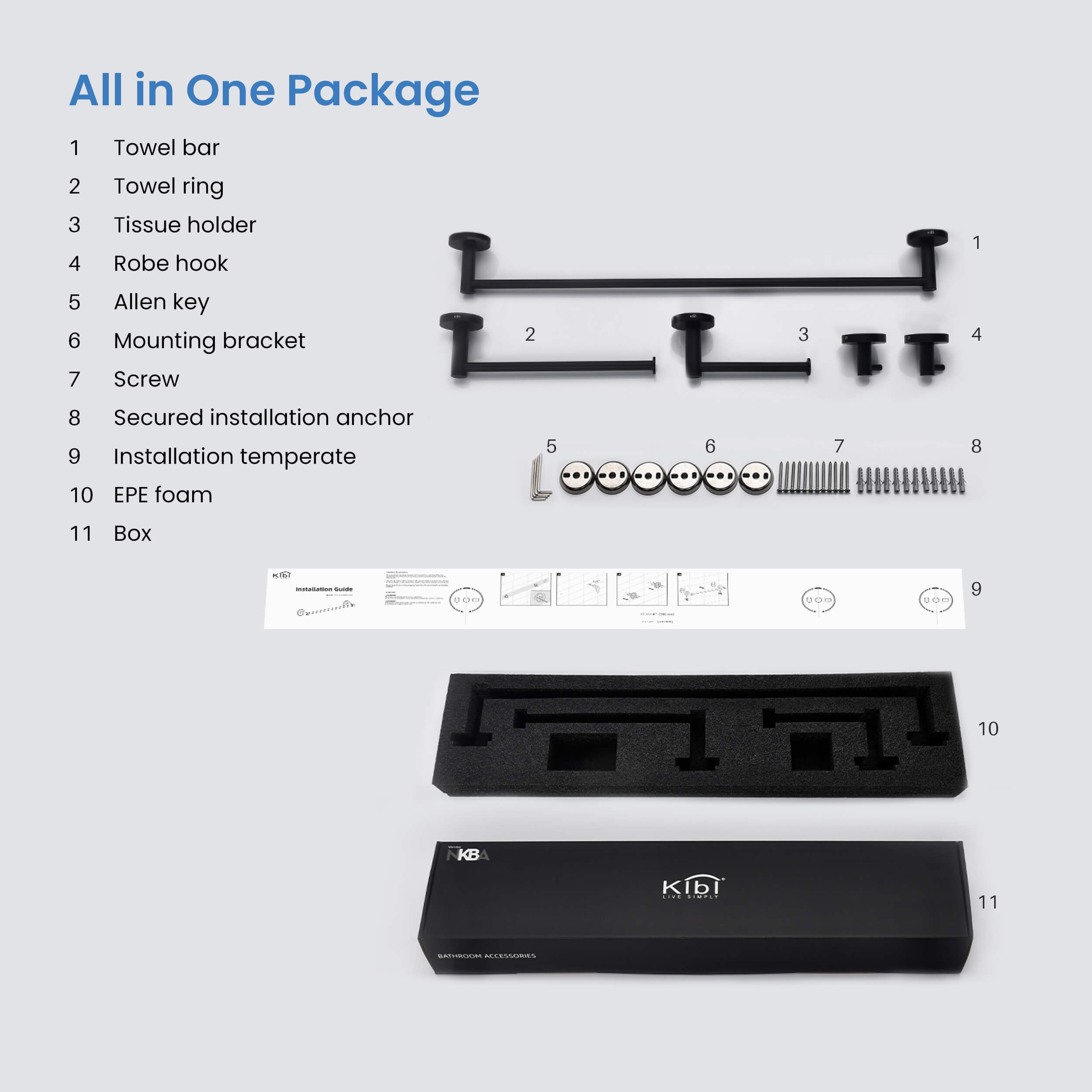 Circular 5-Piece Bathroom Hardware Set - C-KBA14-5
