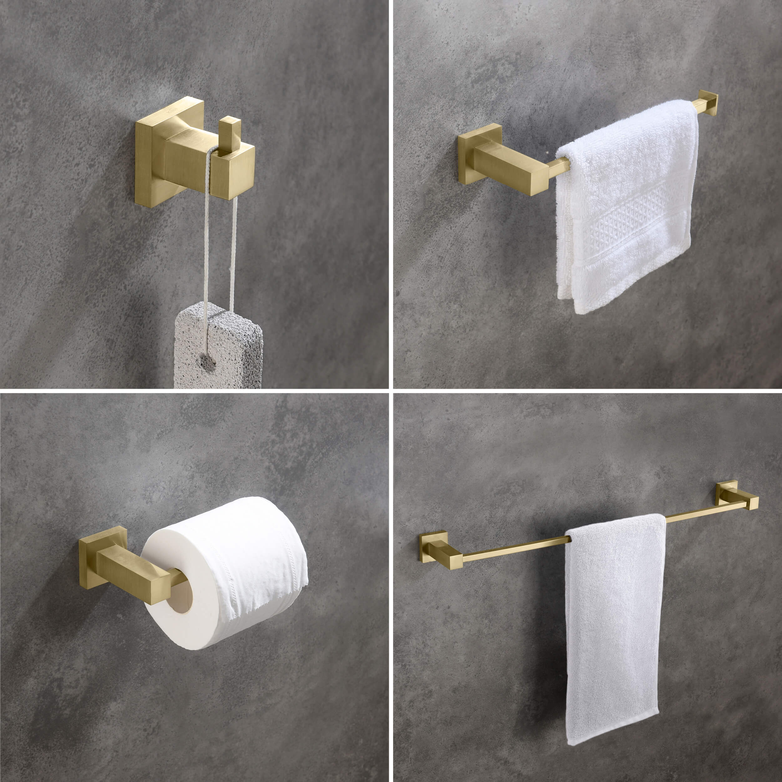 Cube 4-Piece Bathroom Hardware Set - C-KBA15-4