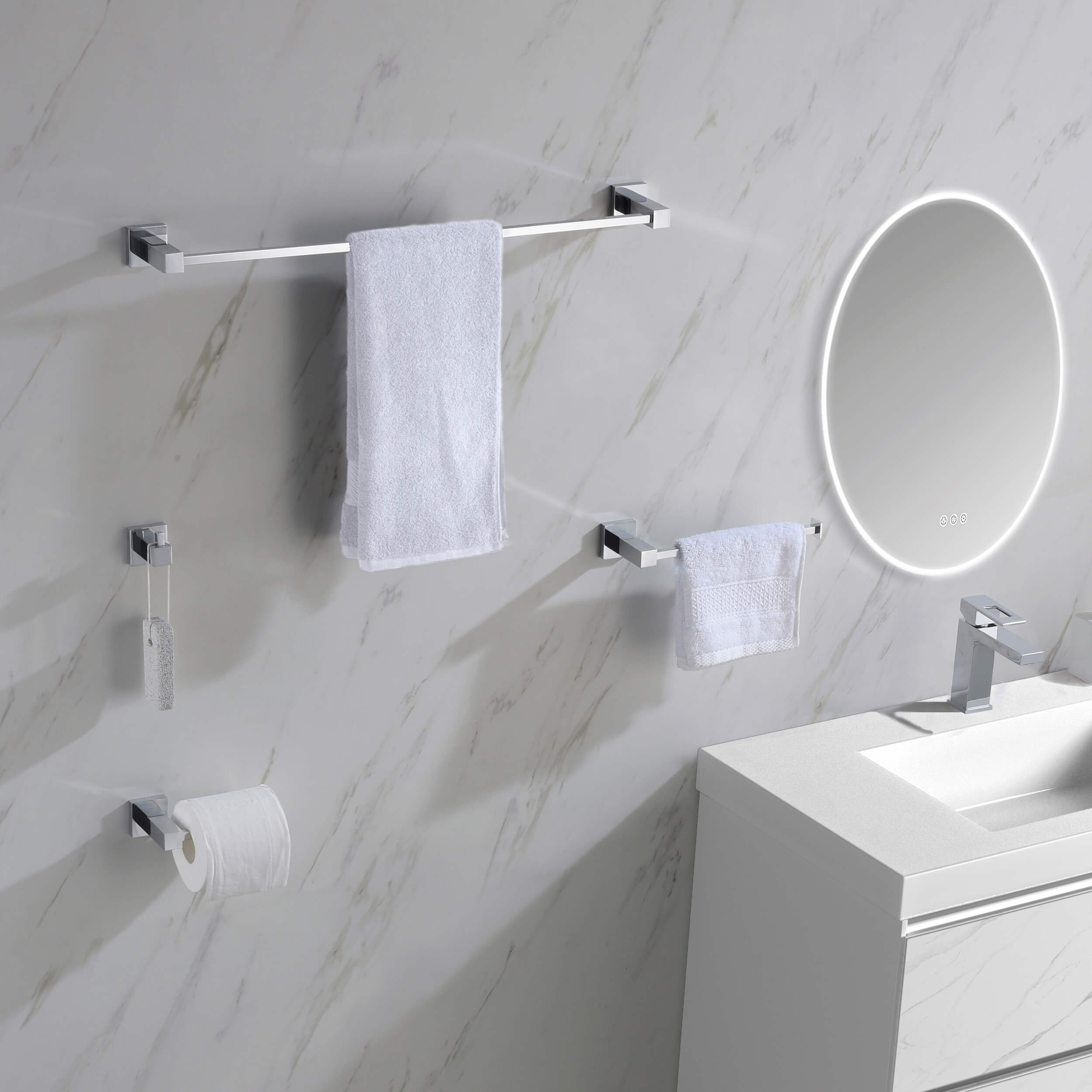 Cube 5-Piece Bathroom Hardware Set - C-KBA15-5