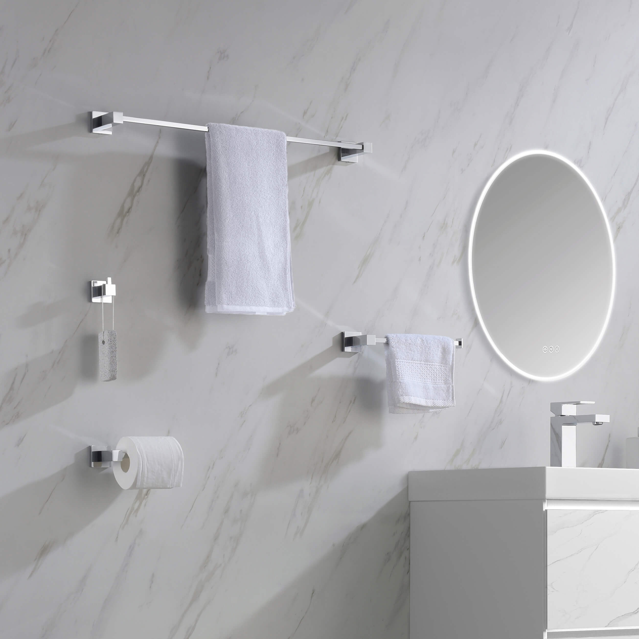 Cube 4-Piece Bathroom Hardware Set - C-KBA15-4