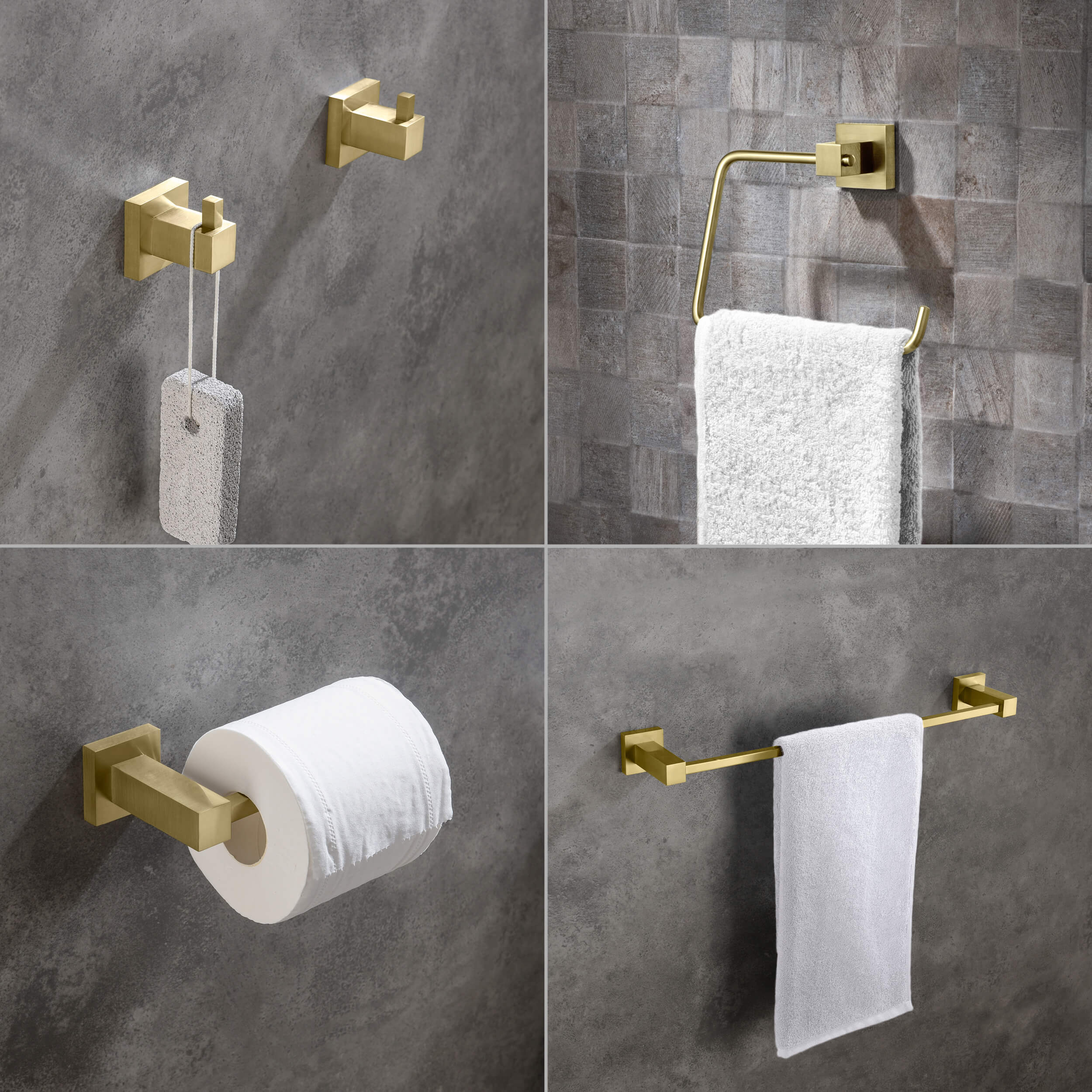 Cube 5-Piece Bathroom Hardware Set - C-KBA15-5-3