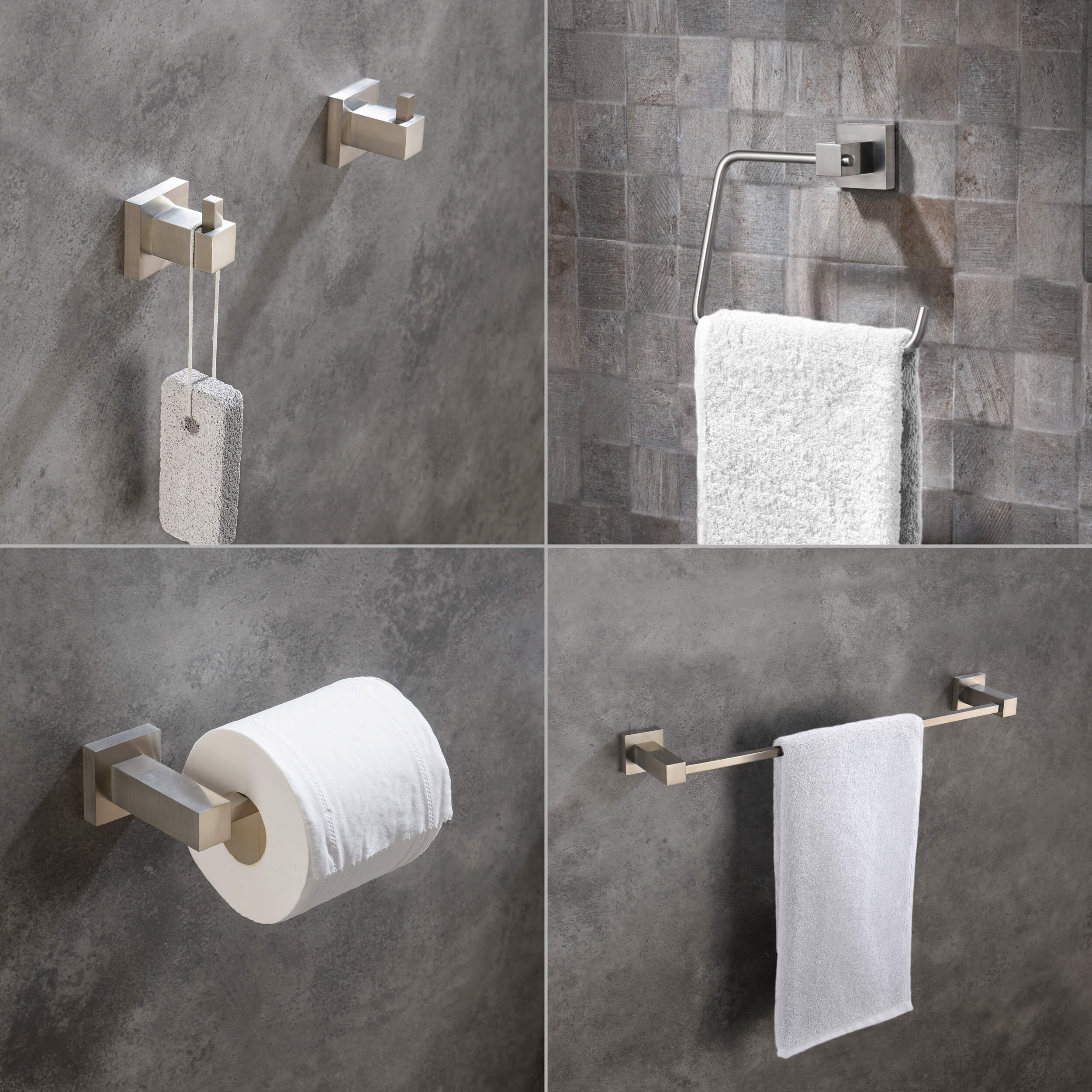 Cube 5-Piece Bathroom Hardware Set - C-KBA15-5-3