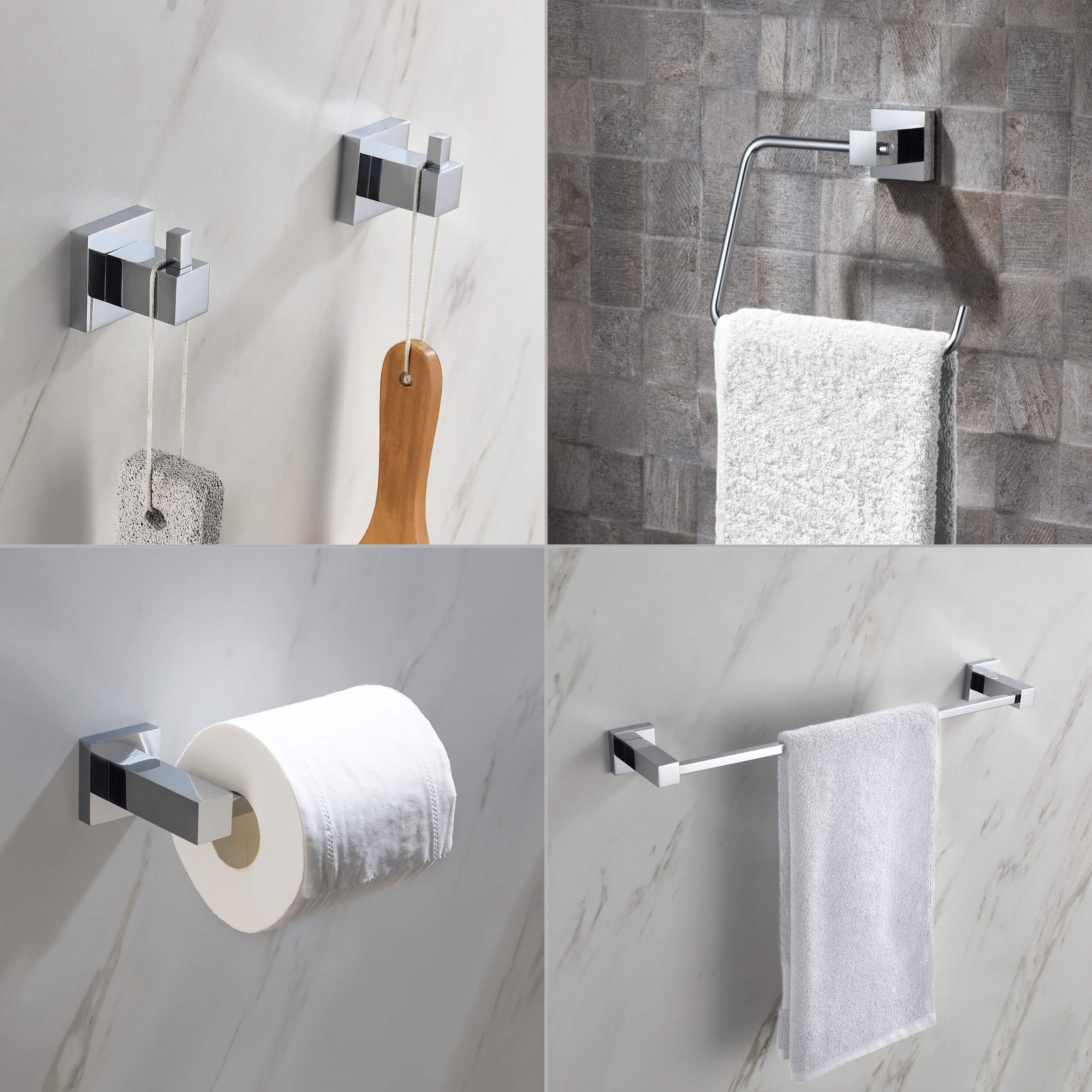 Cube 5-Piece Bathroom Hardware Set - C-KBA15-5-3