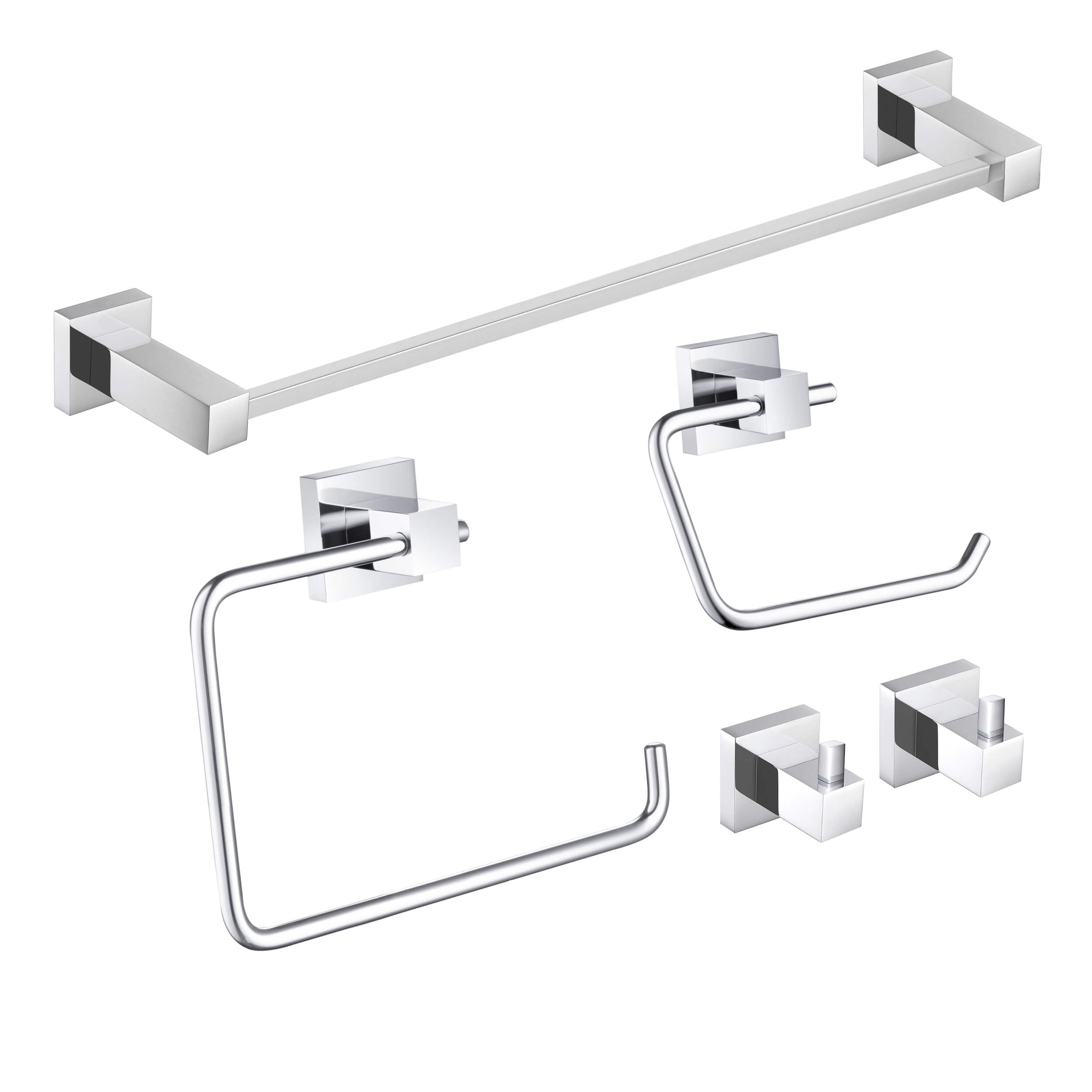 Cube 5-Piece Bathroom Hardware Set - C-KBA15-5-4