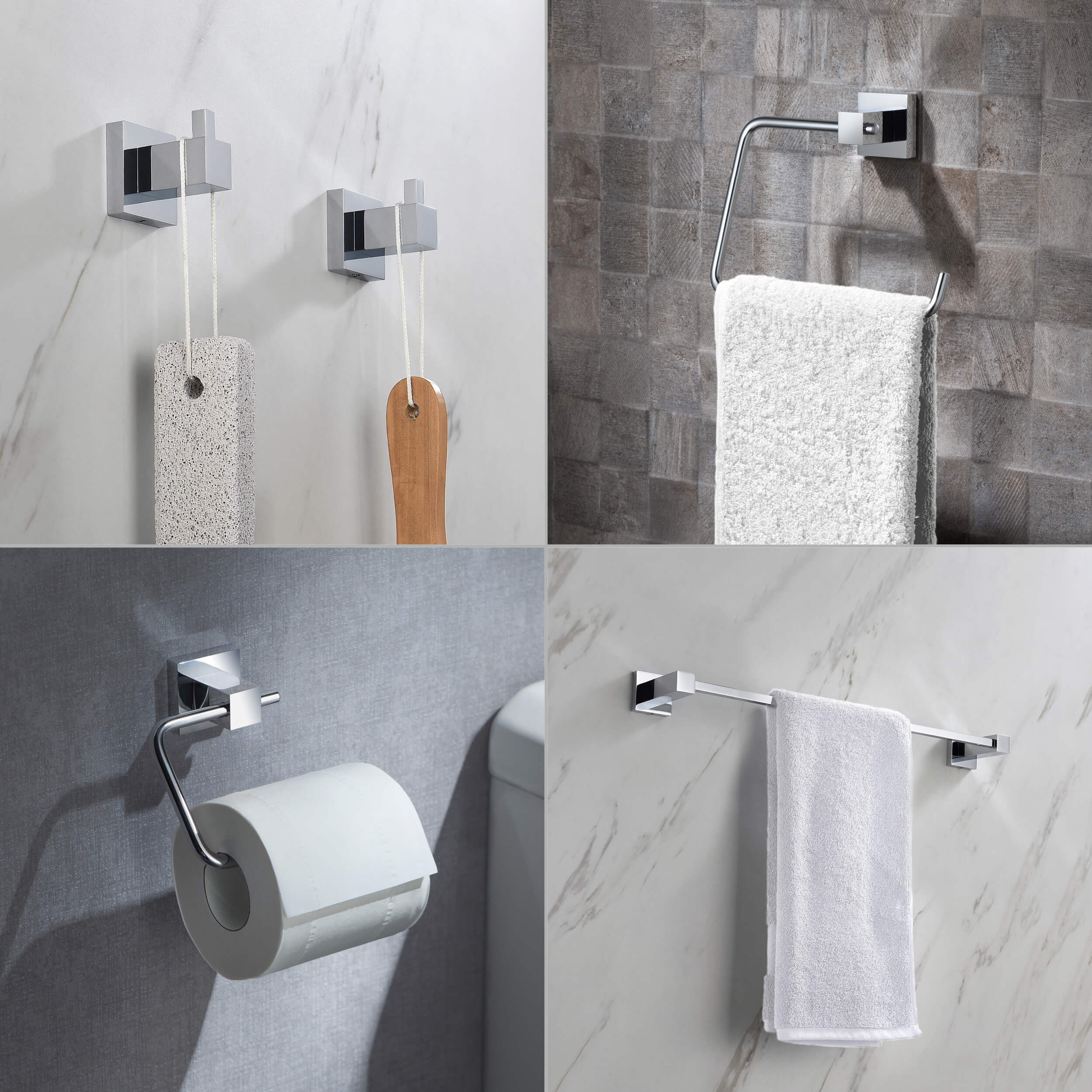 Cube 5-Piece Bathroom Hardware Set - C-KBA15-5-4