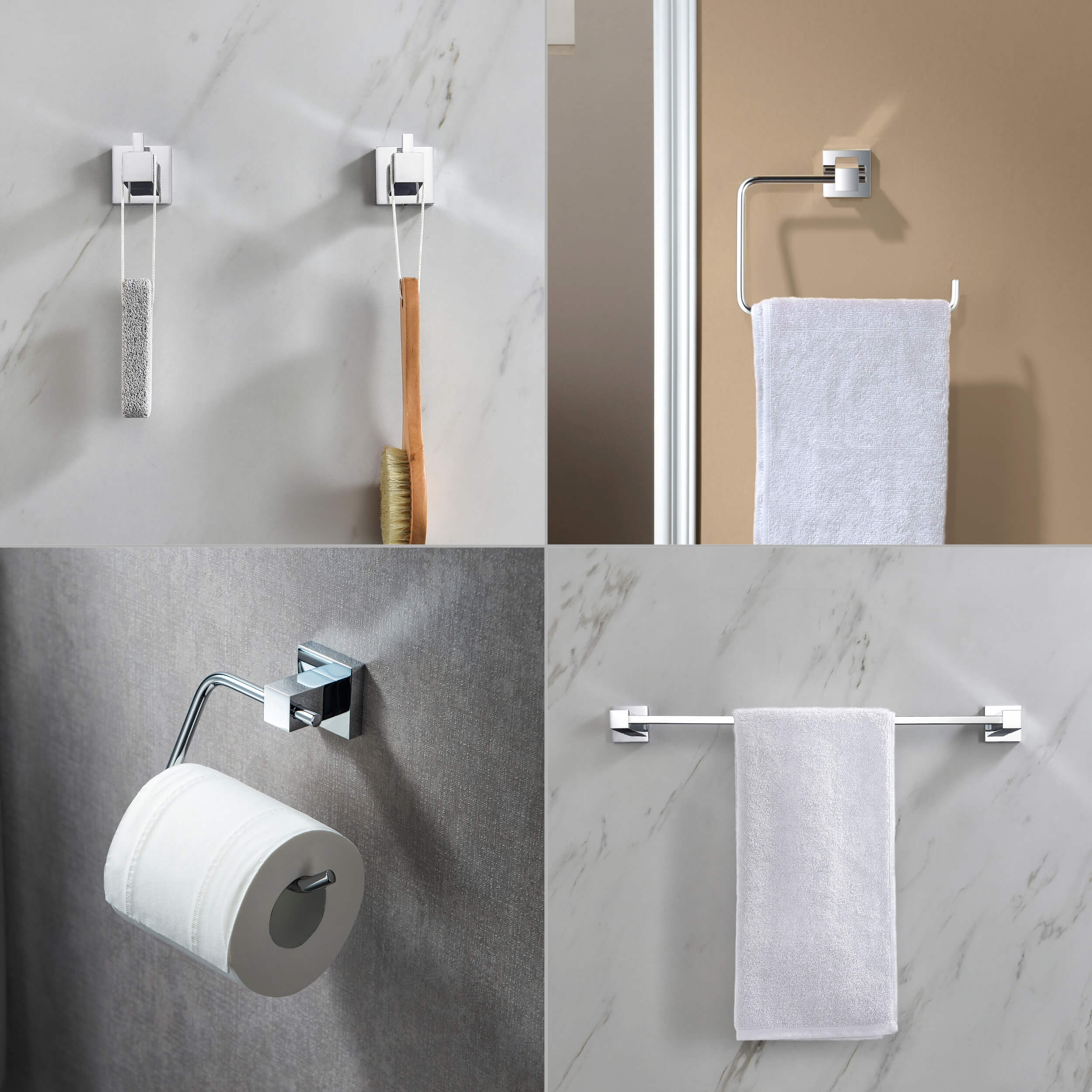 Cube 5-Piece Bathroom Hardware Set - C-KBA15-5-4