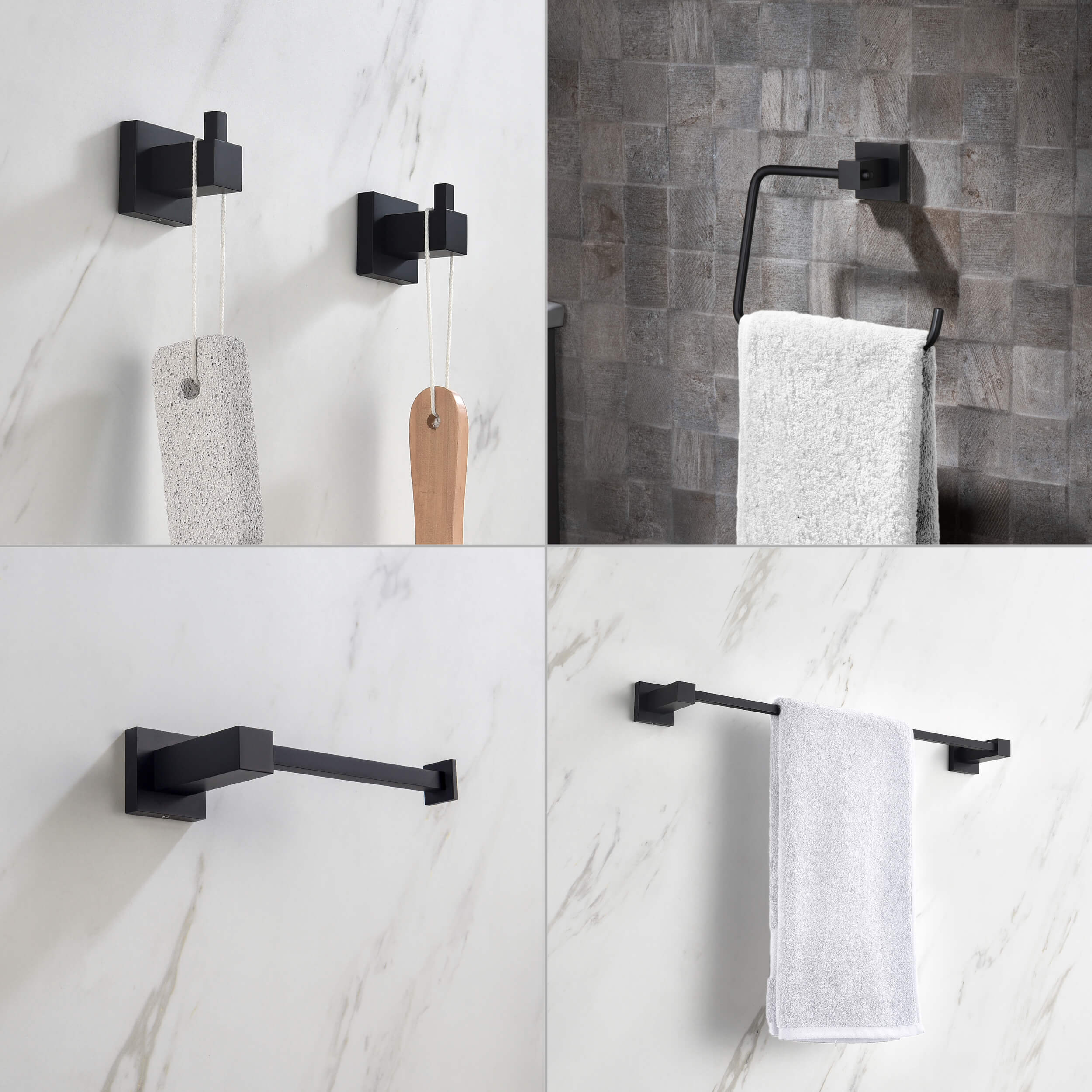 Cube 5-Piece Bathroom Hardware Set - C-KBA15-5-3