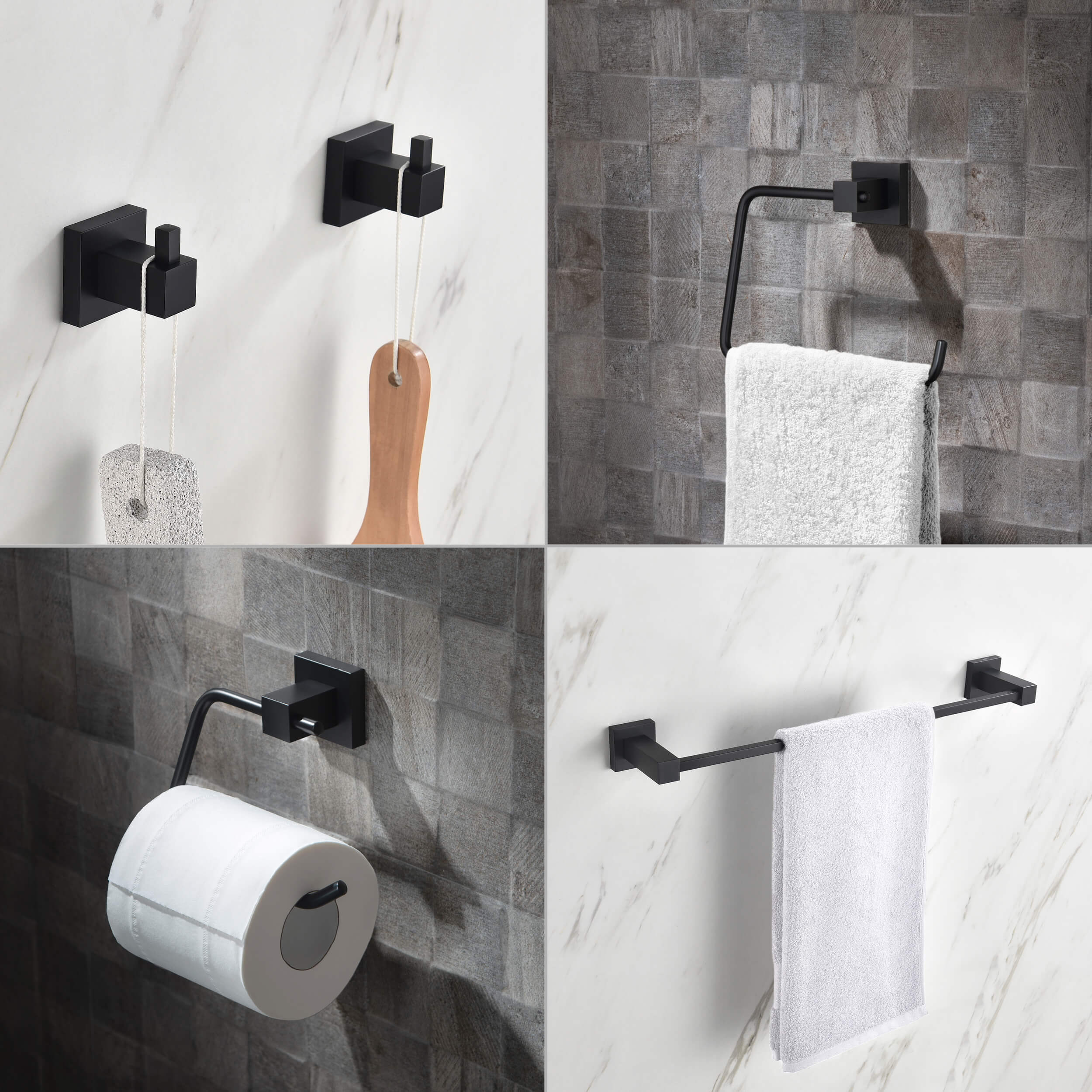Cube 5-Piece Bathroom Hardware Set - C-KBA15-5-4