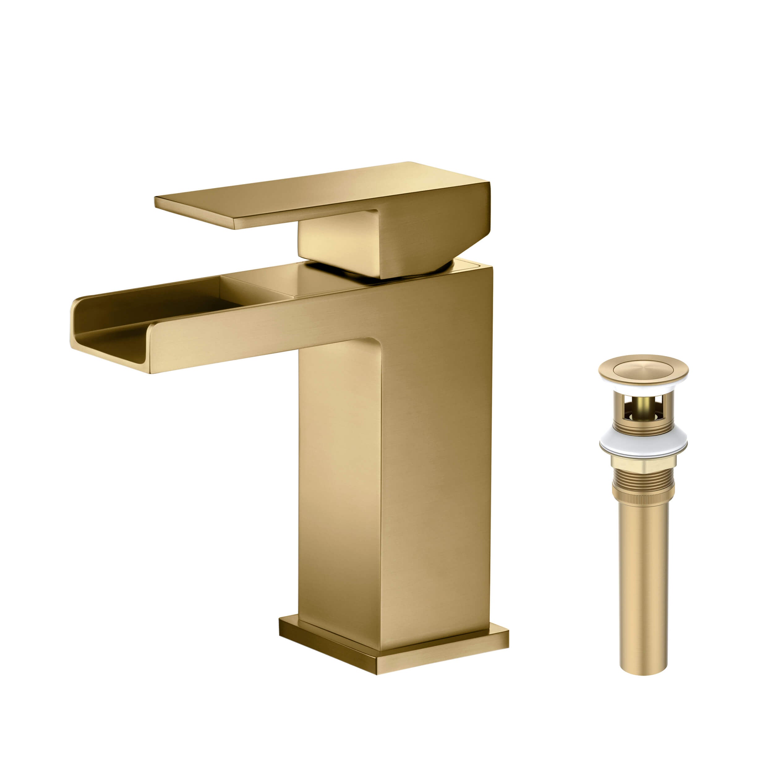 Waterfall Single Handle Bathroom Vanity Sink Faucet with Drain Assembly - C-KBF1004-KPW100