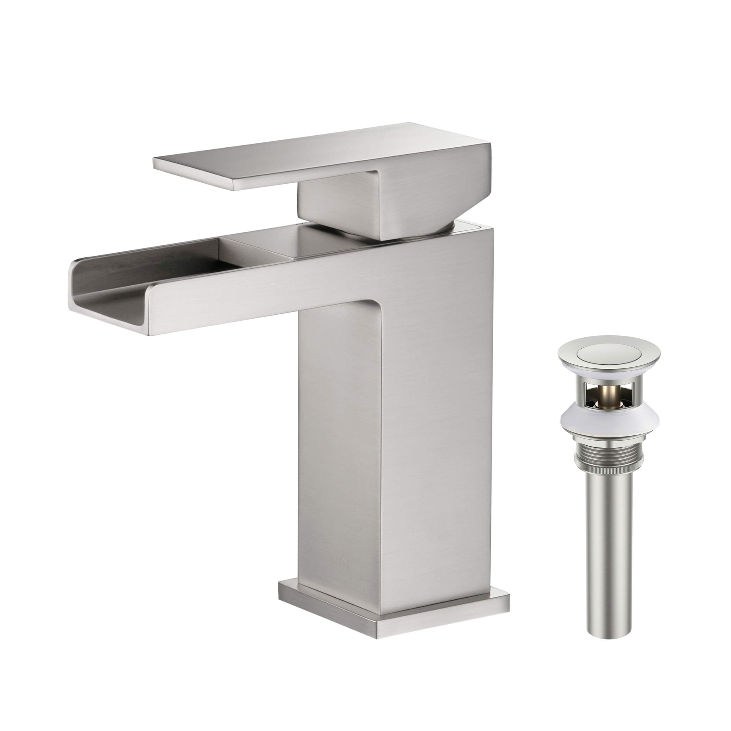 Waterfall Single Handle Bathroom Vanity Sink Faucet with Drain Assembly - C-KBF1004-KPW100