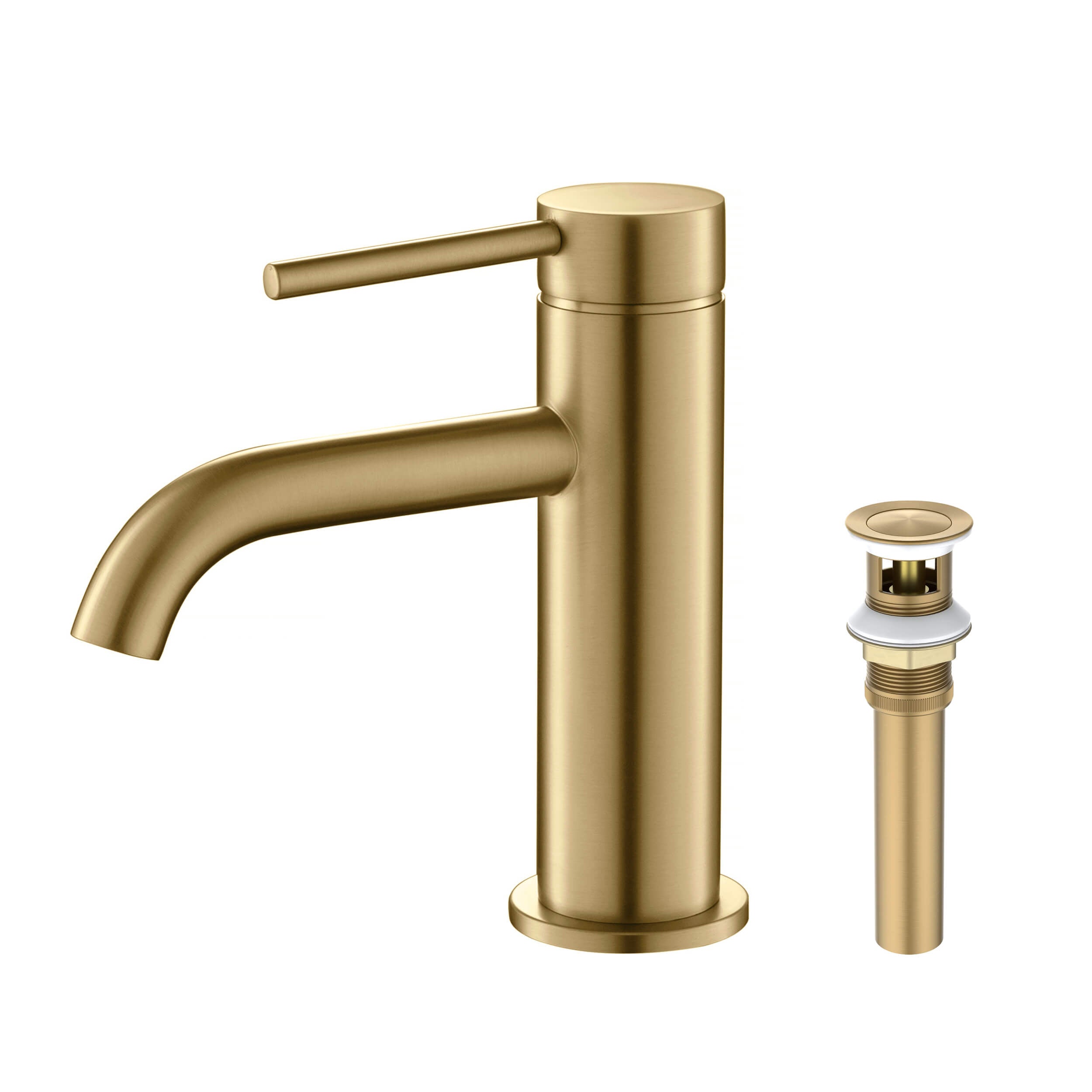 KIBI Circular Brass Single Handle Bathroom Vanity Sink Faucet - C-KBF1008-KPW100