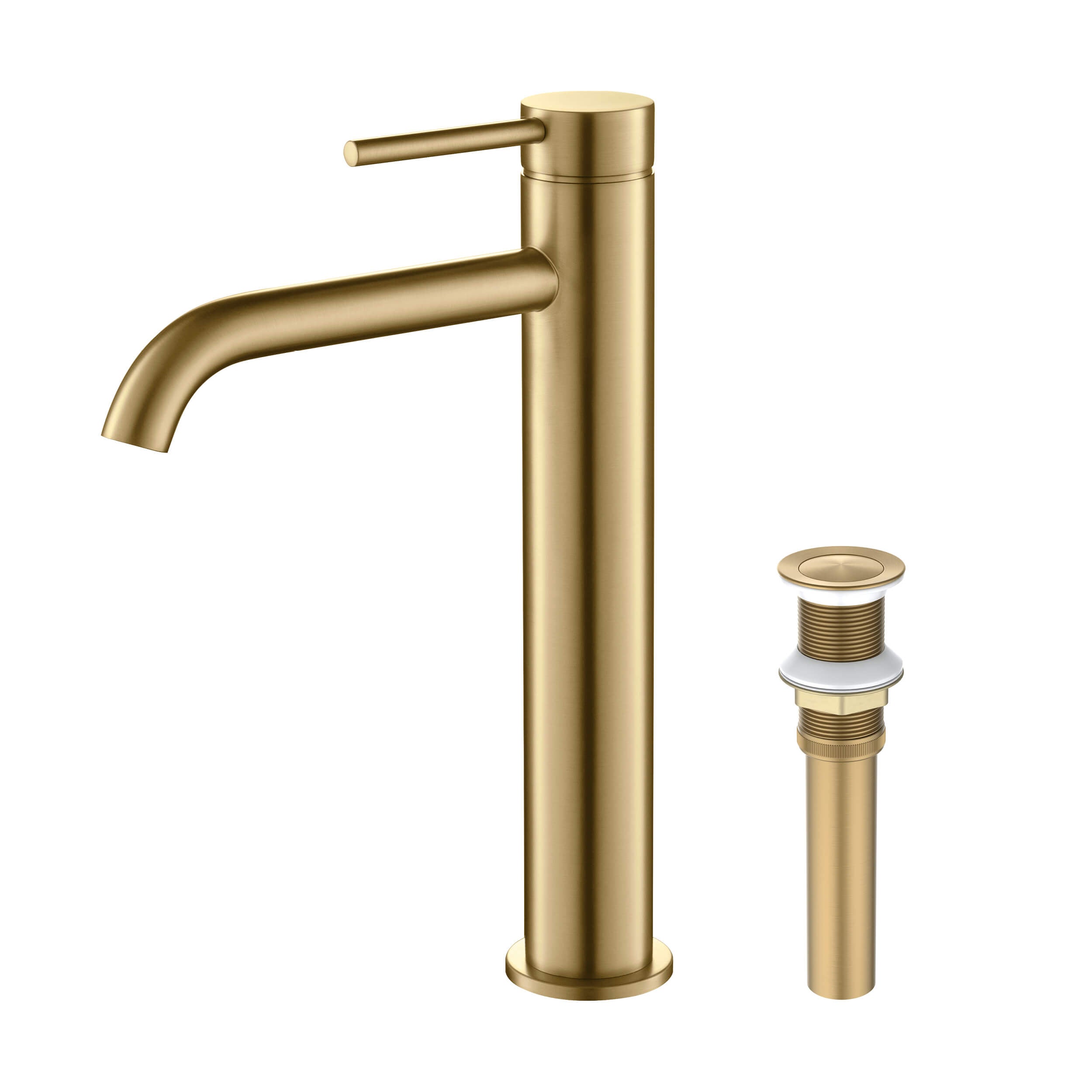 Circular Single Handle Bathroom Vessel Sink Faucet with Pop Up Drain C-KBF1009-KPW101