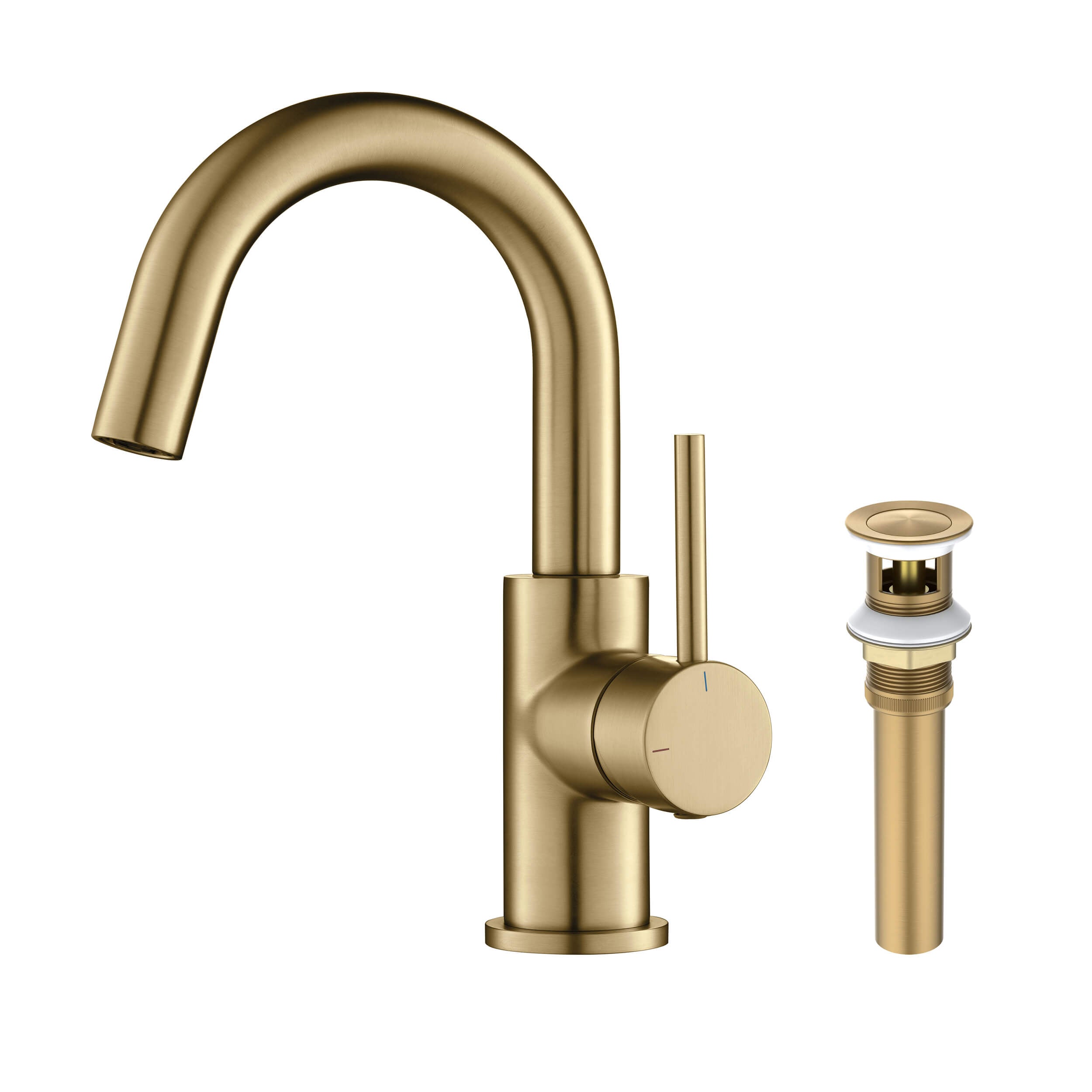 Circular Single Handle High-Arc Bathroom Vanity Sink Faucet C-KBF1021-KPW100