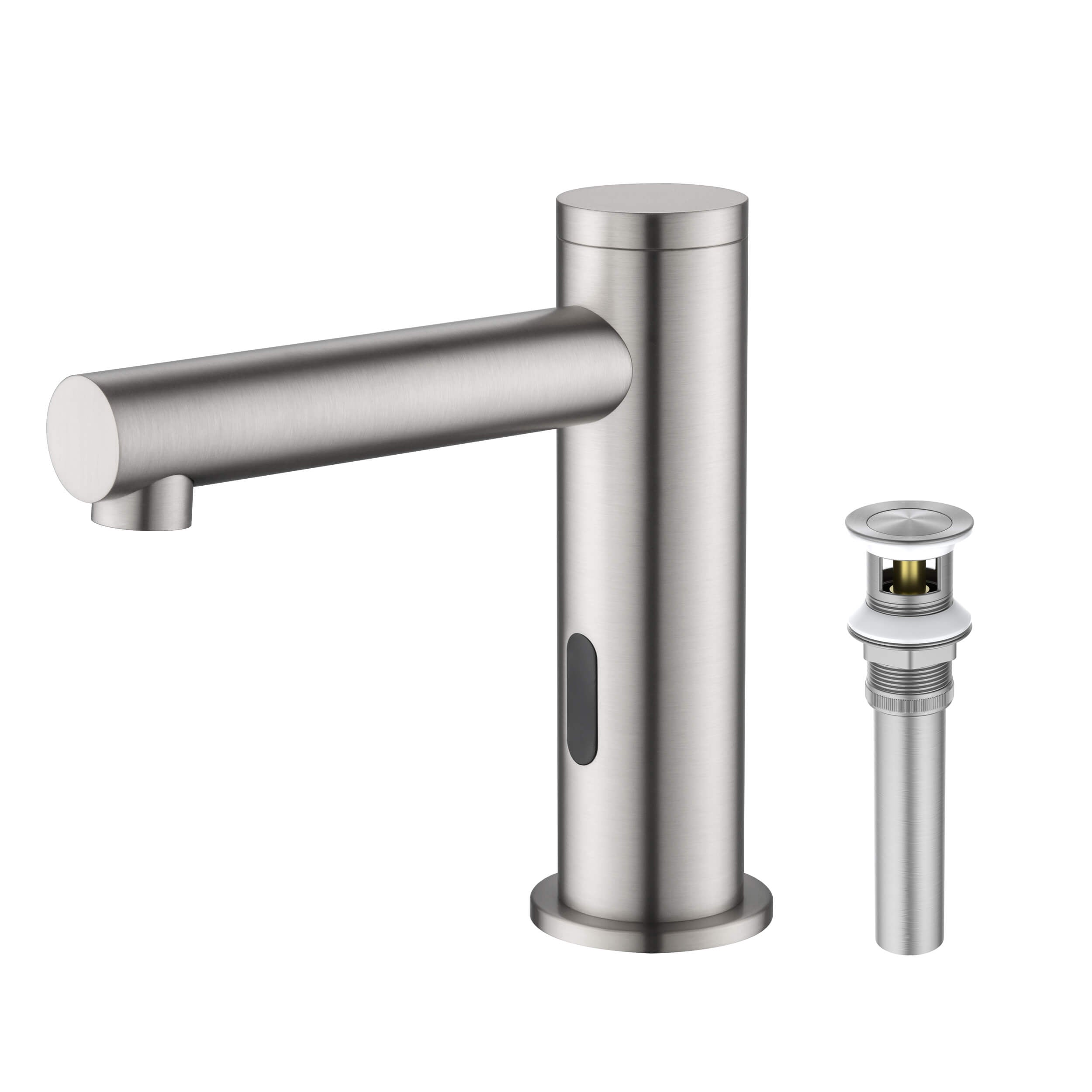 Circular Touchless Bathroom Vanity Sink Faucet with Pop-Up Drain — Plug-In or Battery Powered - C-KBF1029