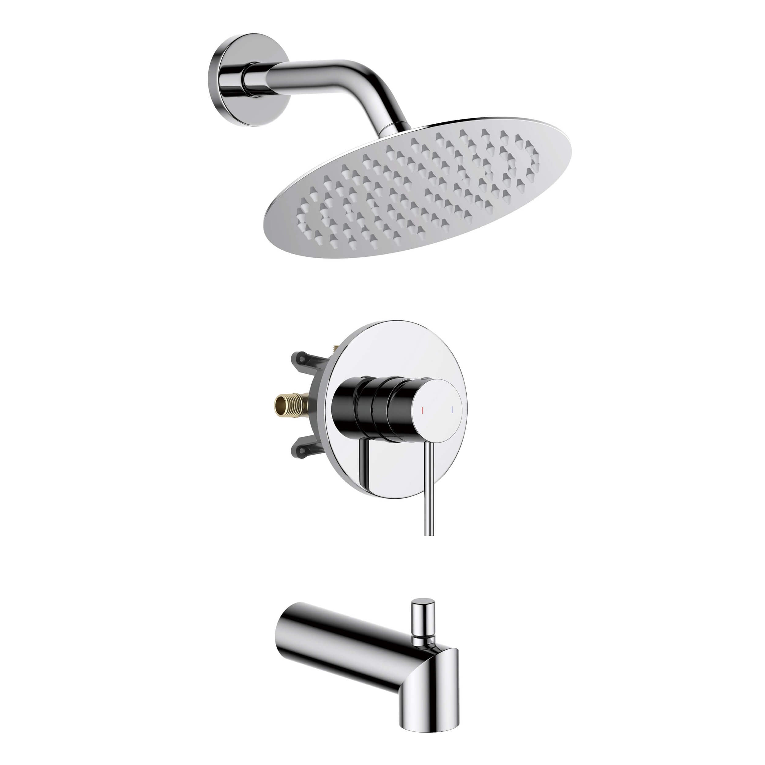 Circular Single Function Pressure Balanced Complete Shower Faucet Set with Tub Spout - KSF4016