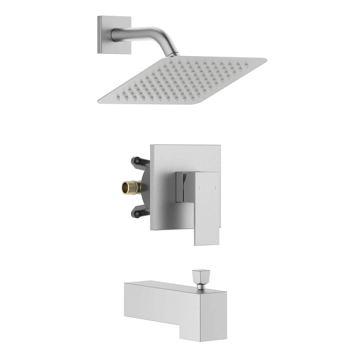 Cube Single Function Pressure Balanced Complete Shower Faucet Set with Tub Spout - KSF4018