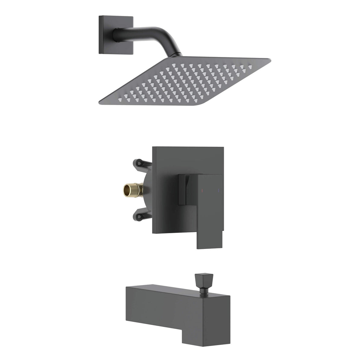 Cube Single Function Pressure Balanced Complete Shower Faucet Set with Tub Spout - KSF4018