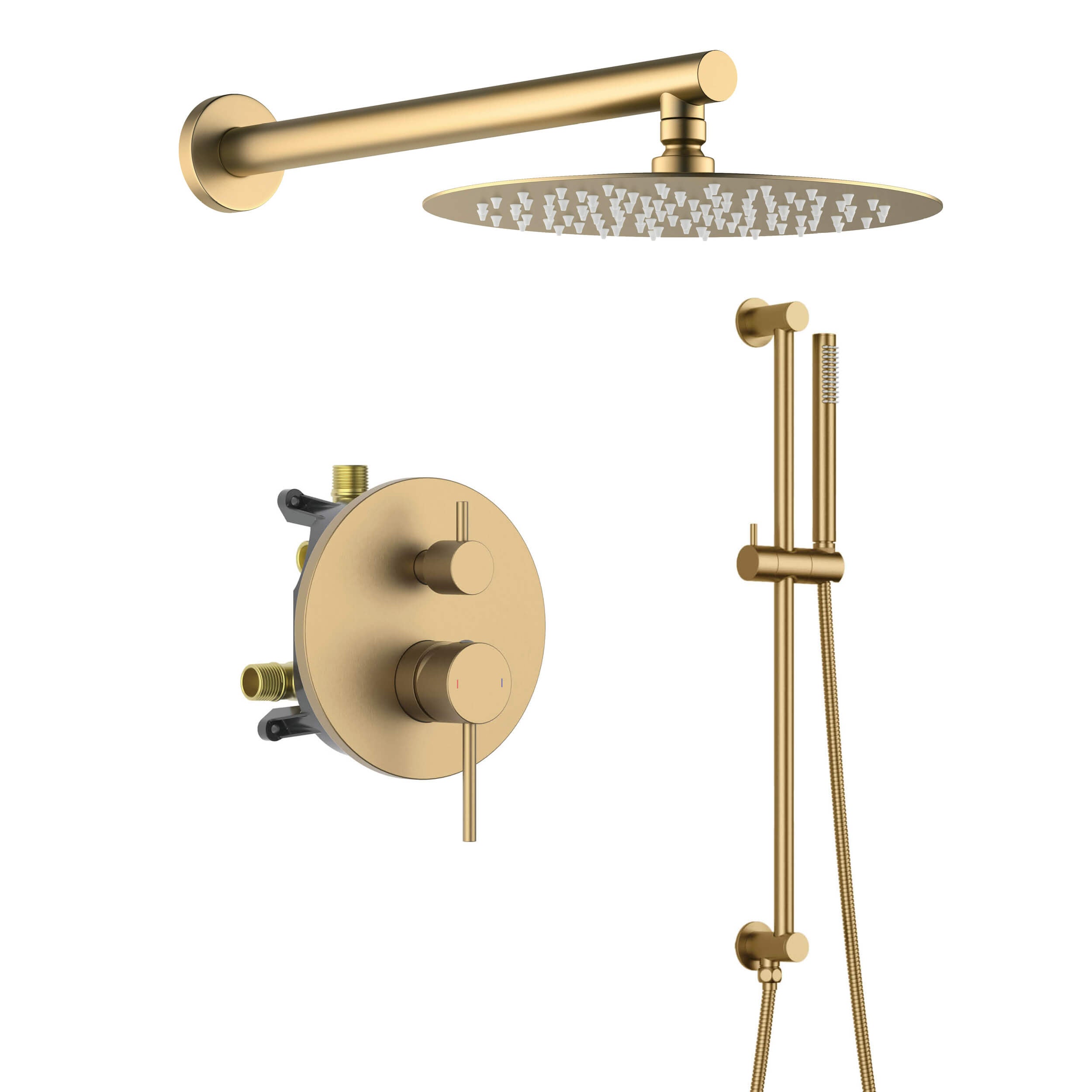 Circular 2-Function Pressure Balanced Complete Shower Faucet Set with Slide Bar - KSF4019