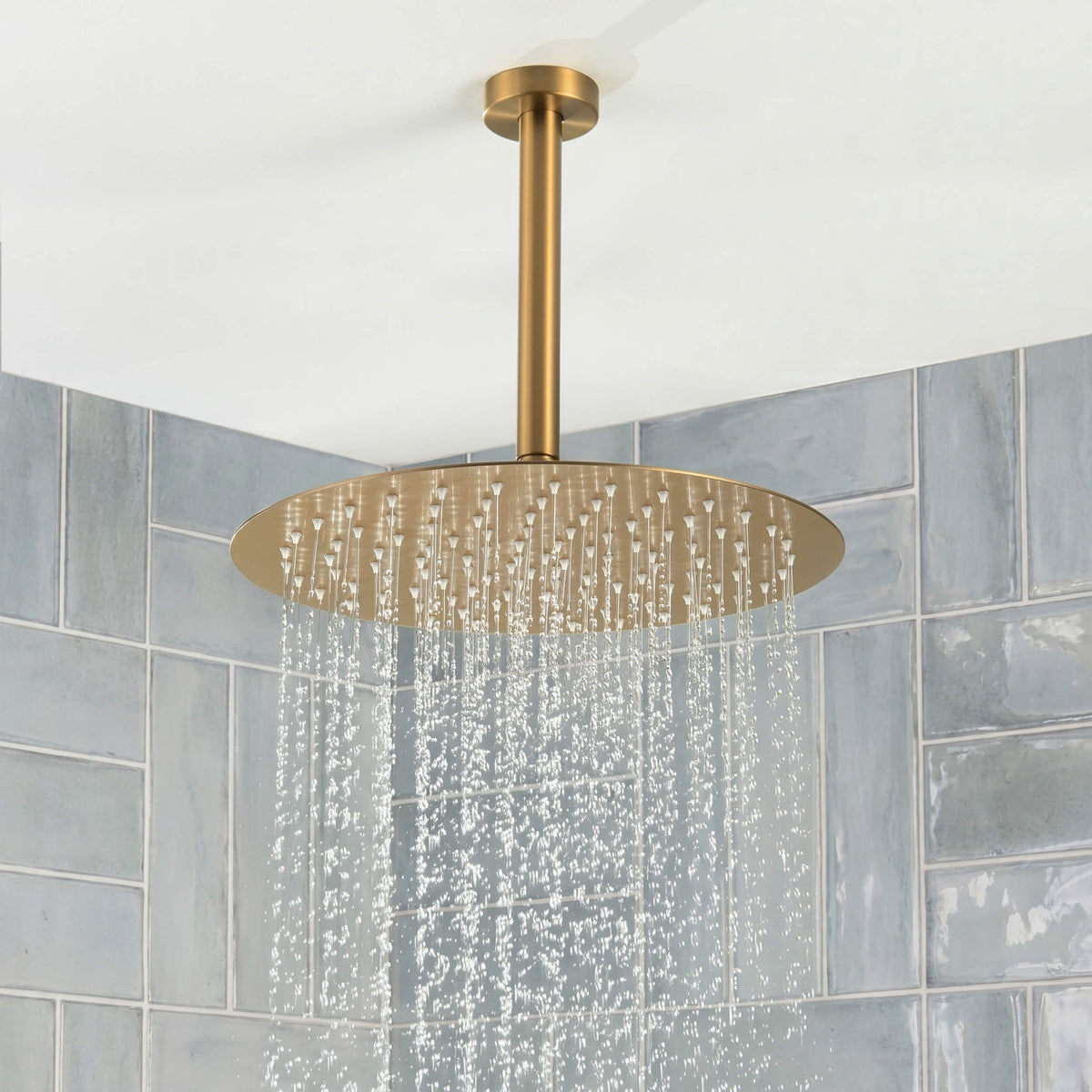 Circular 3-Function Pressure Balanced Complete Shower Faucet Set with Wall Mount, Ceiling Mount, and Handheld Shower Heads - KSF4021