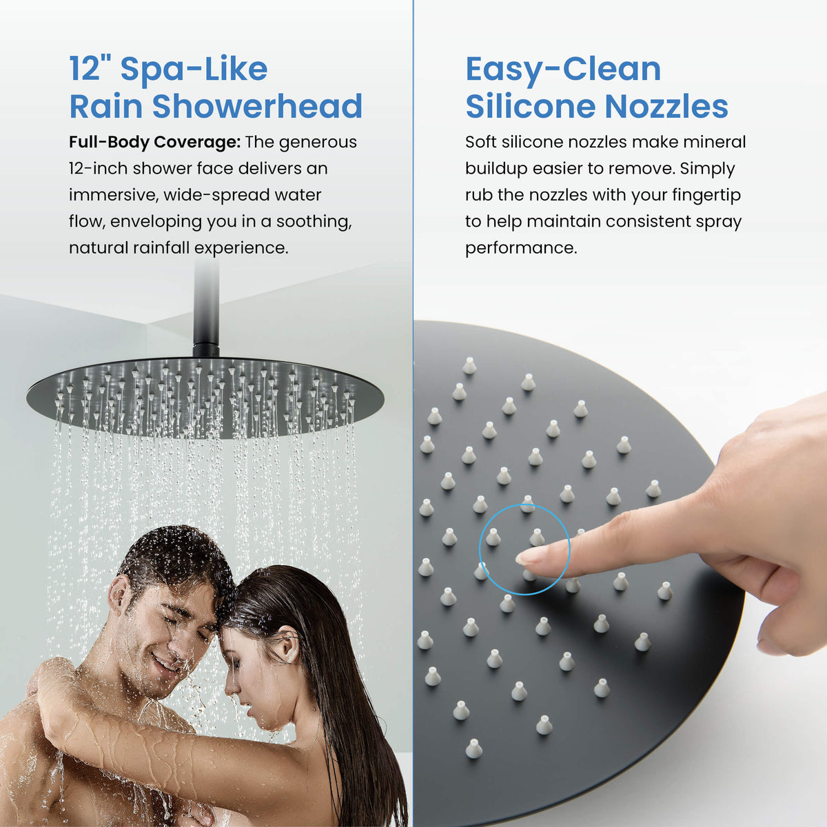 Circular 3-Function Pressure Balanced Complete Shower Faucet Set with Wall Mount, Ceiling Mount, and Handheld Shower Heads - KSF4021