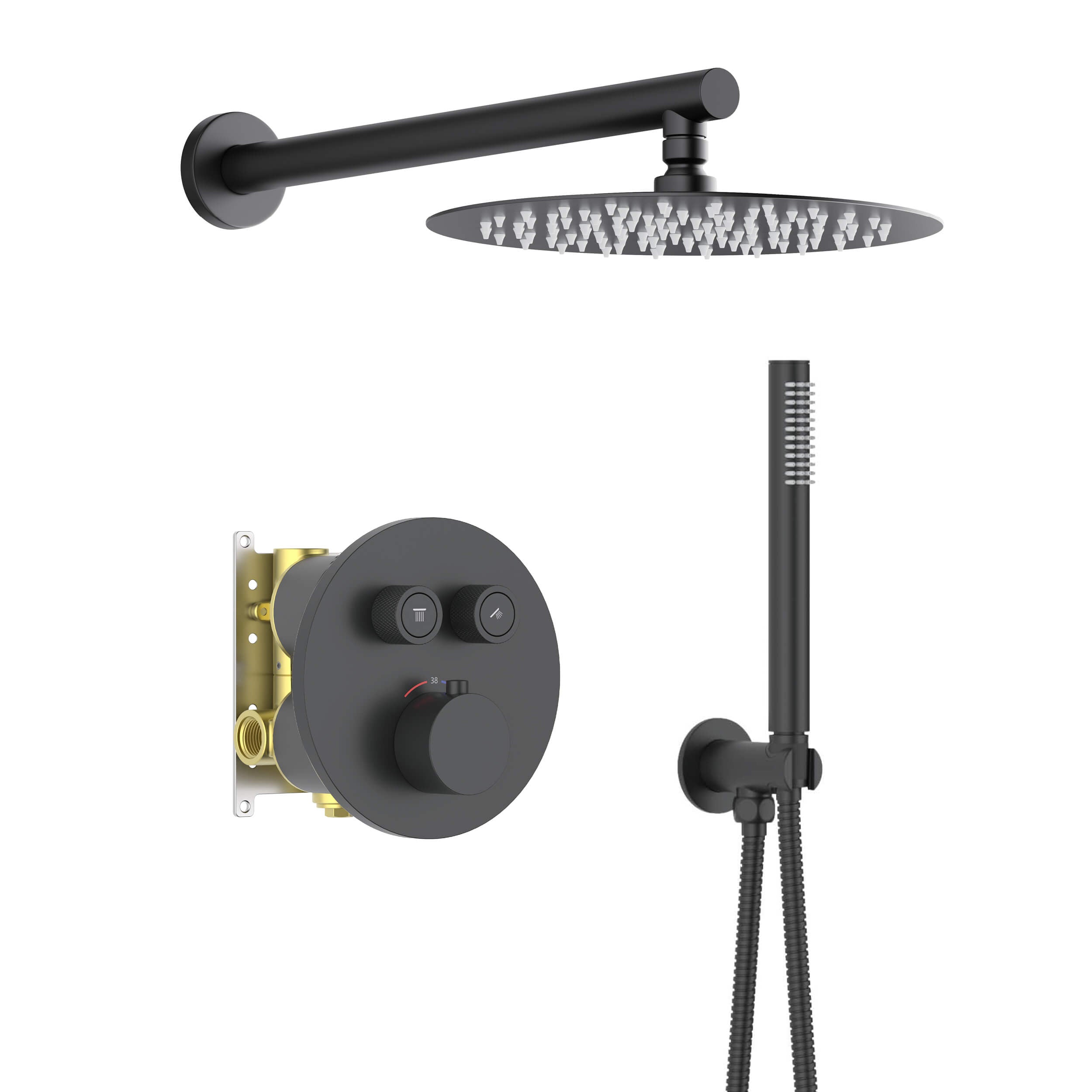 Circular 2-Function Thermostatic Complete Shower Faucet Set - KSF4023