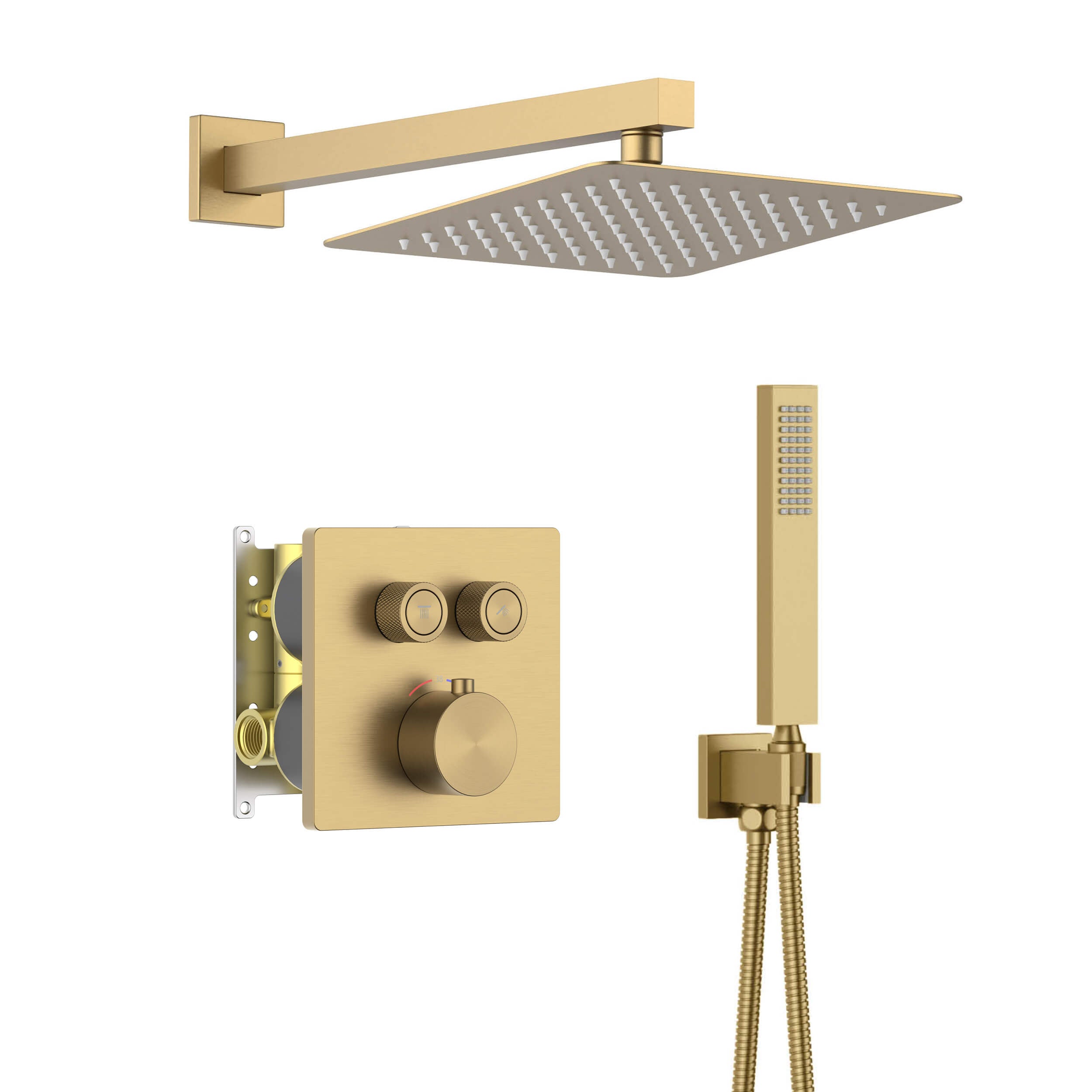 Cube 2-Function Thermostatic Complete Shower Faucet Set - KSF4024