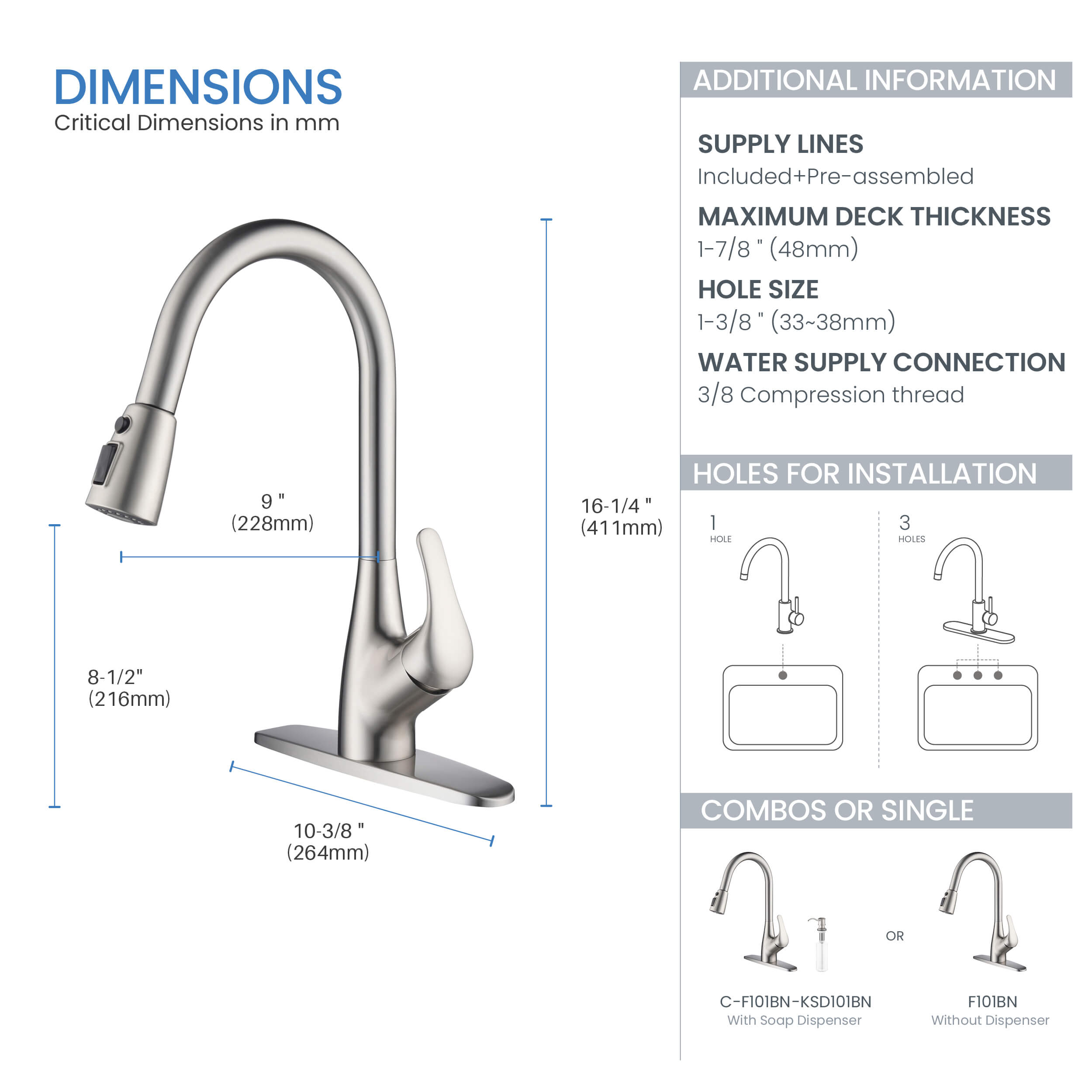 Single Handle Pull Down Kitchen Faucet - F101