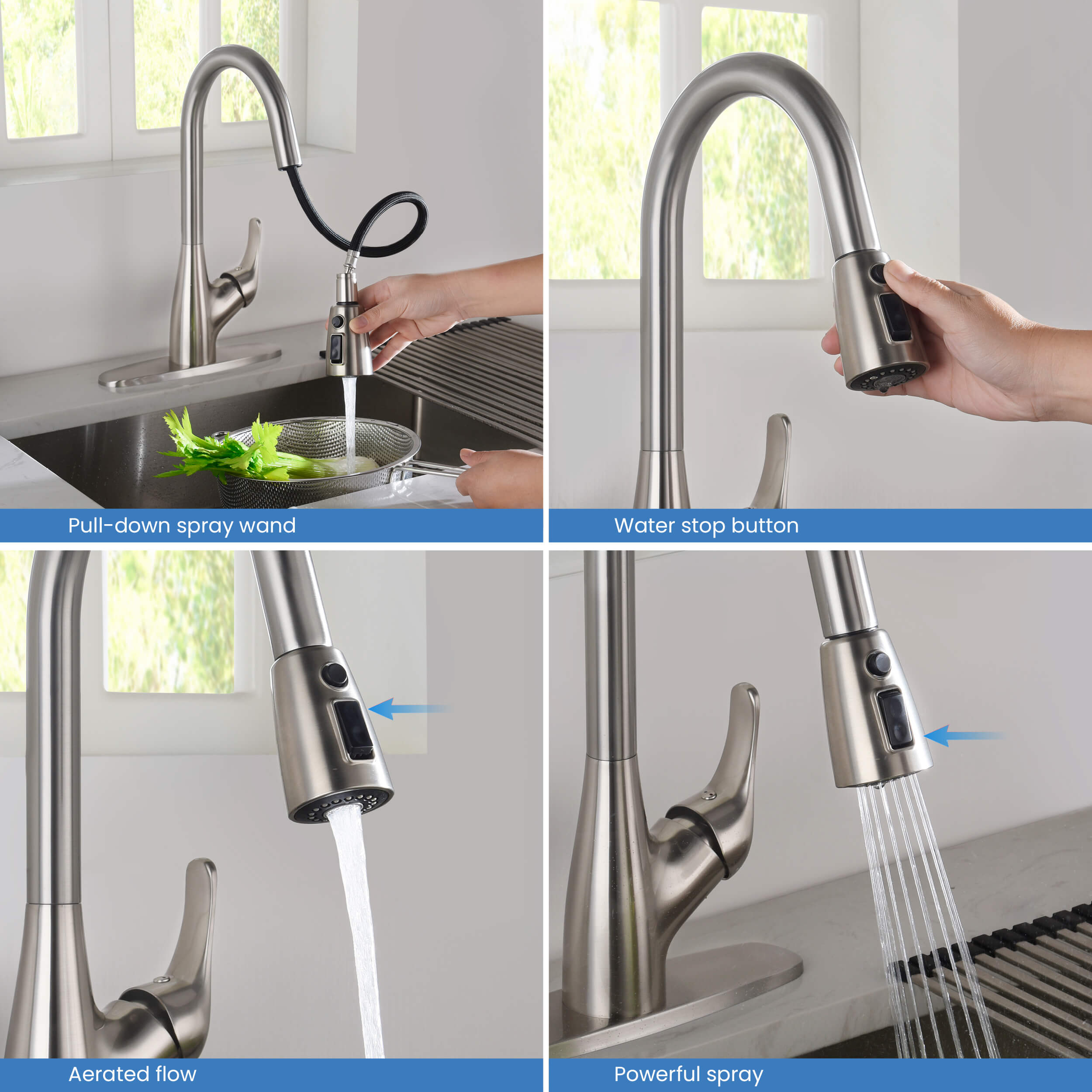 Single Handle Pull Down Kitchen Faucet - F101