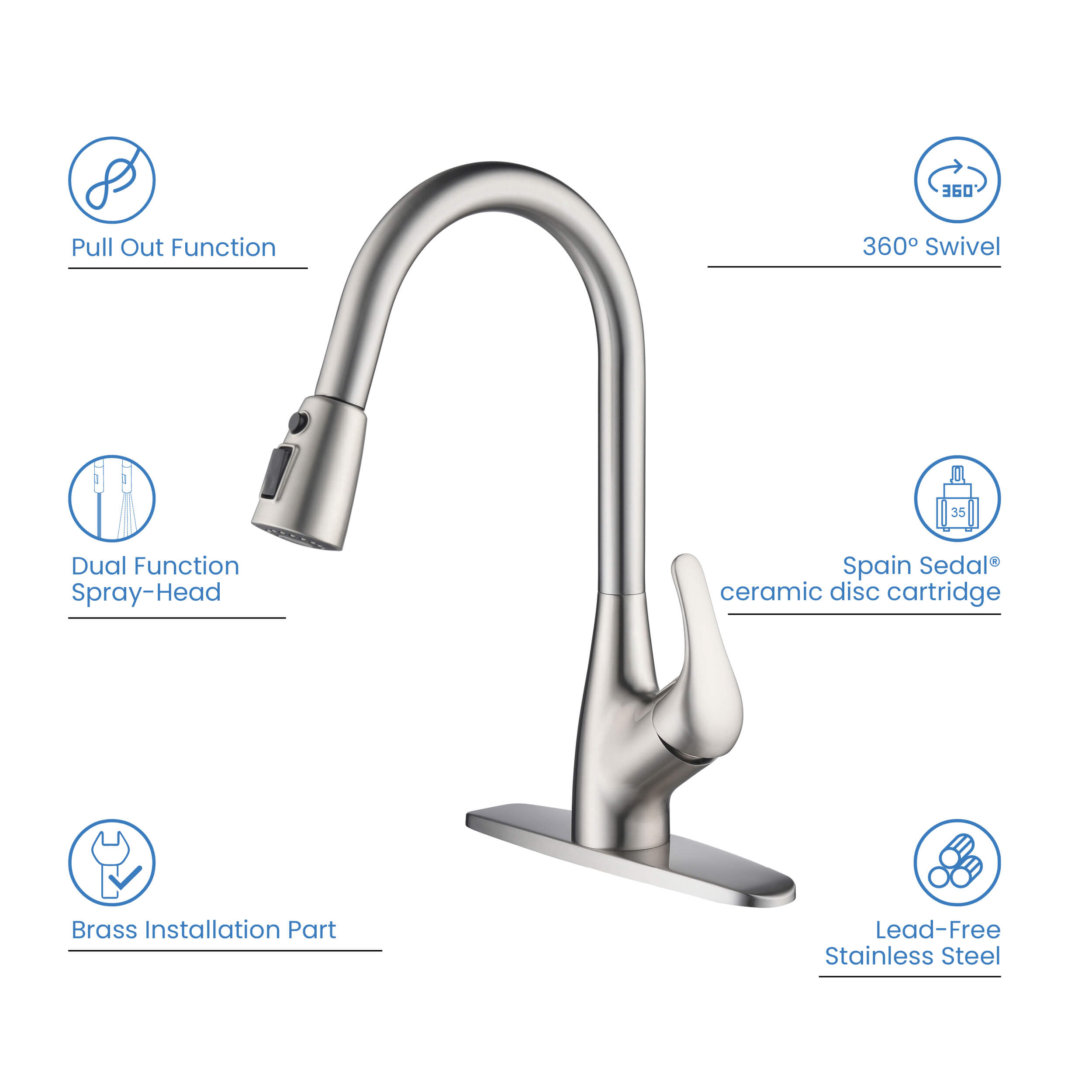Single Handle Pull Down Kitchen Faucet - F101