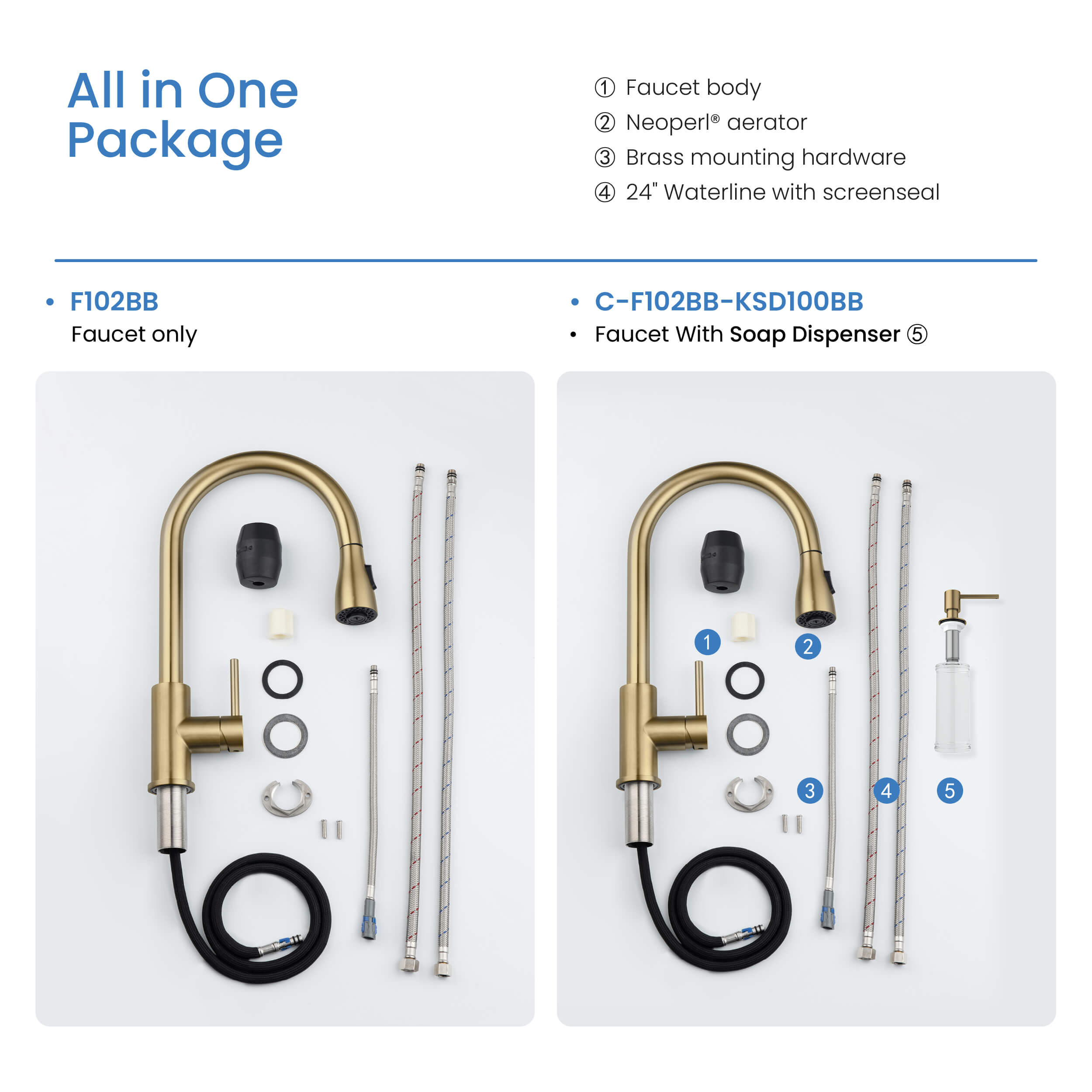 Single Handle Pull Down Kitchen Faucet - F102