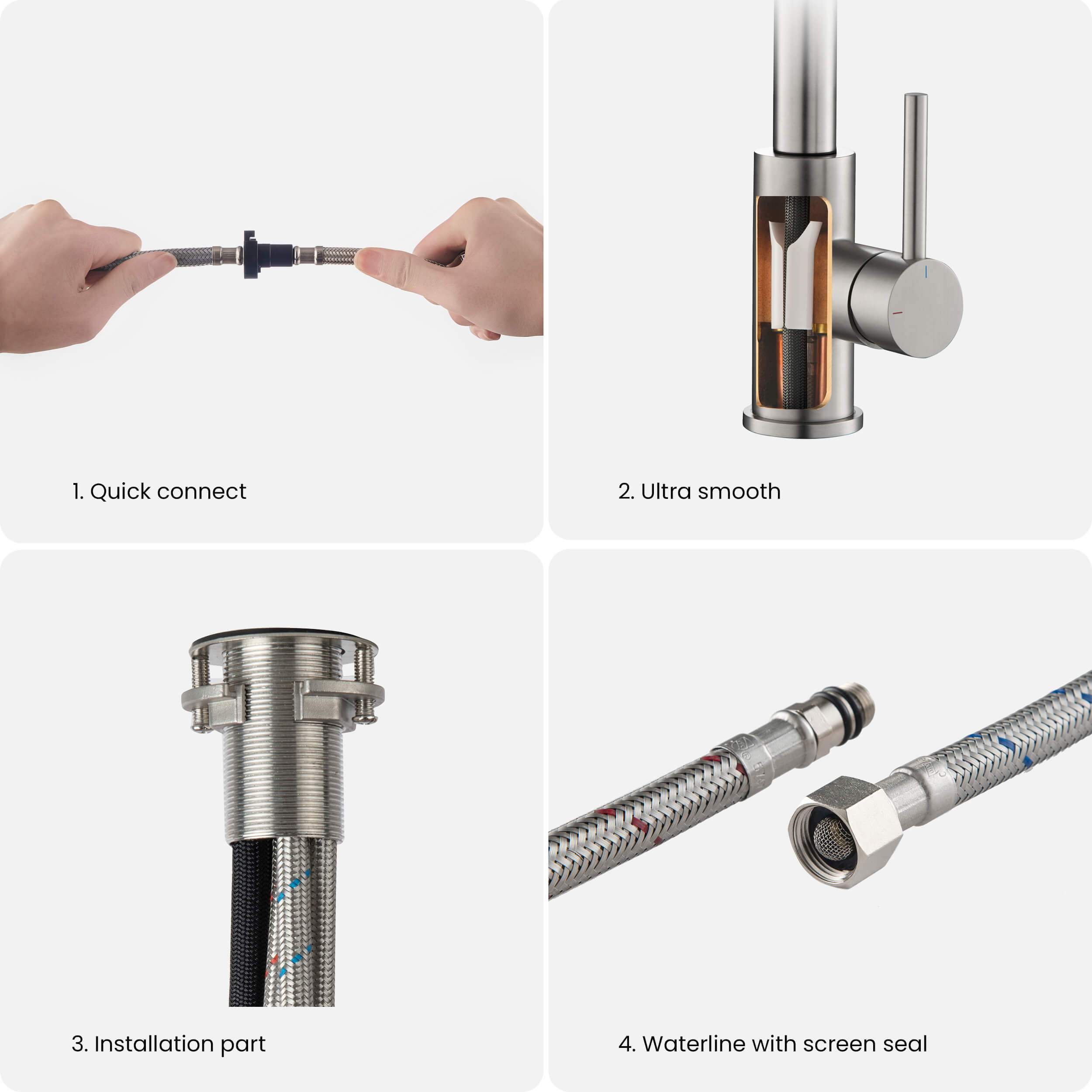 Single Handle Pull Down Kitchen Faucet - F102