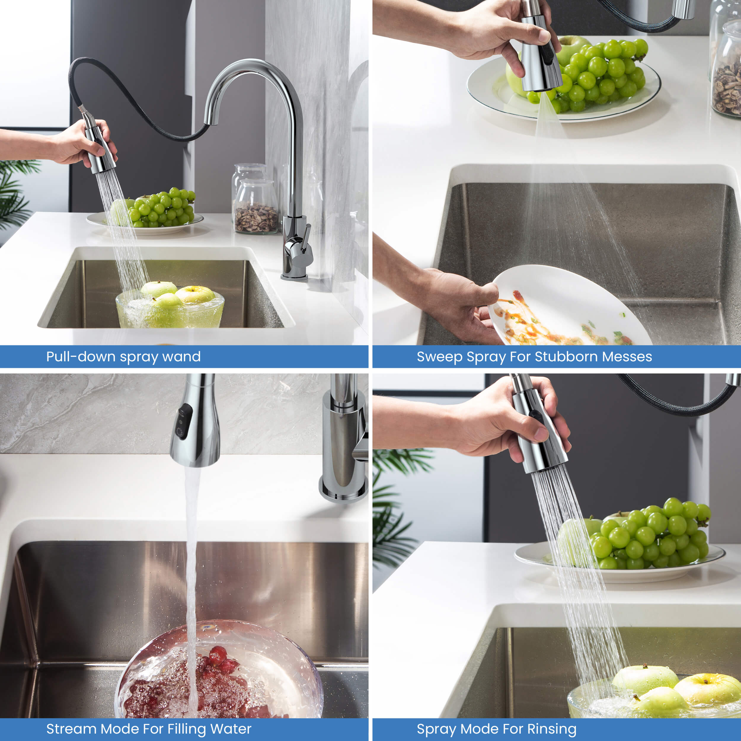 Single Handle Pull Down Kitchen Faucet - F102