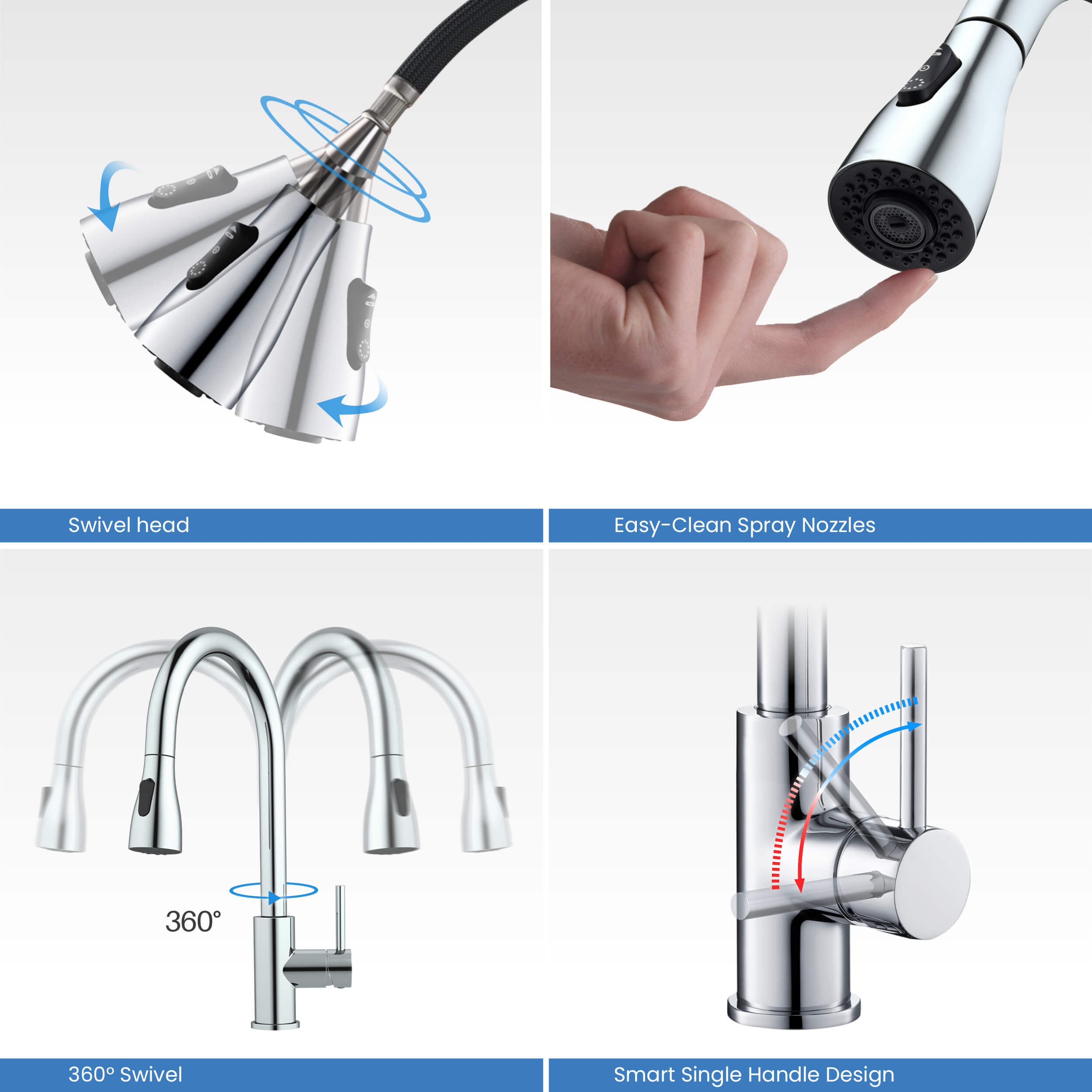 Single Handle Pull Down Kitchen Faucet - F102