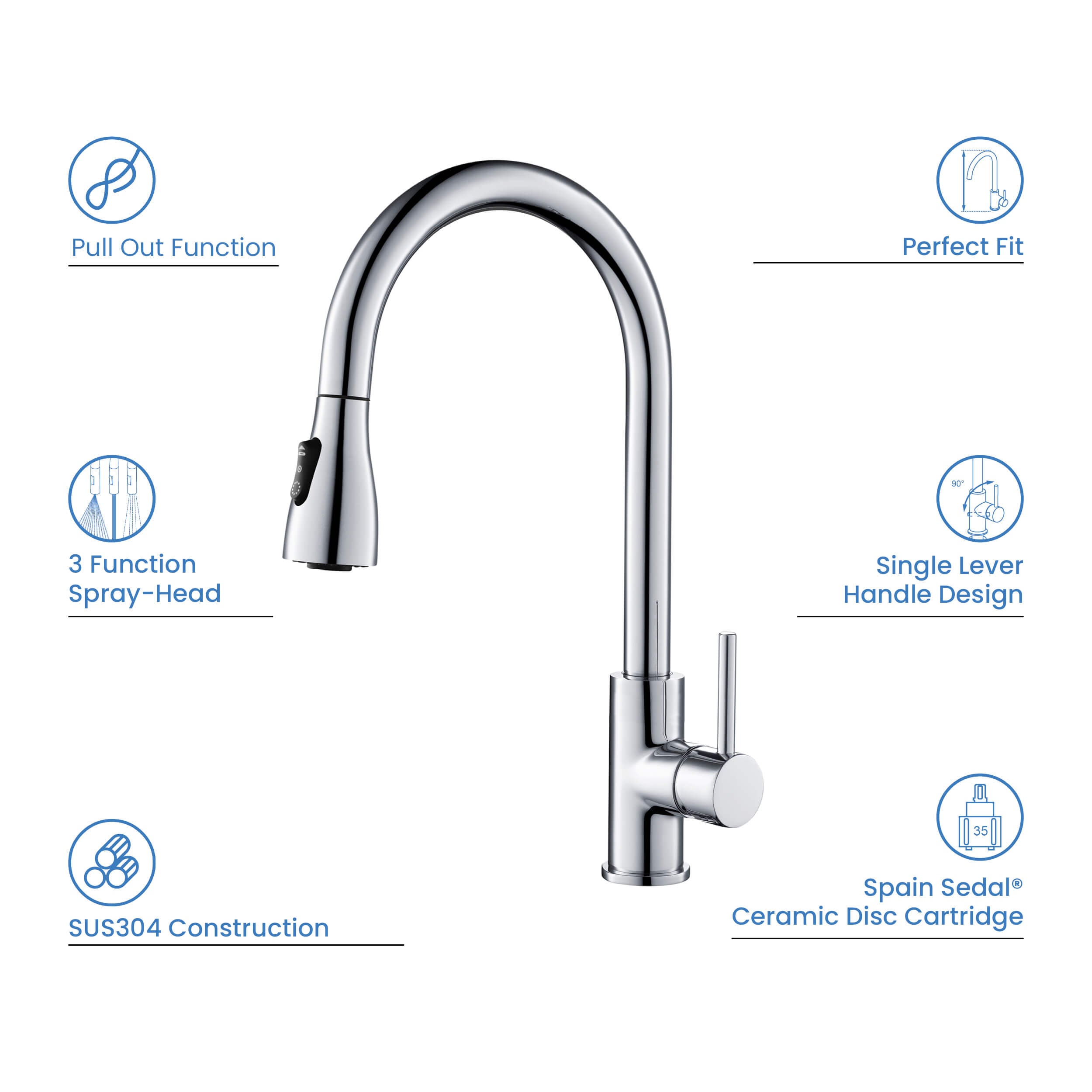 Single Handle Pull Down Kitchen Faucet - F102