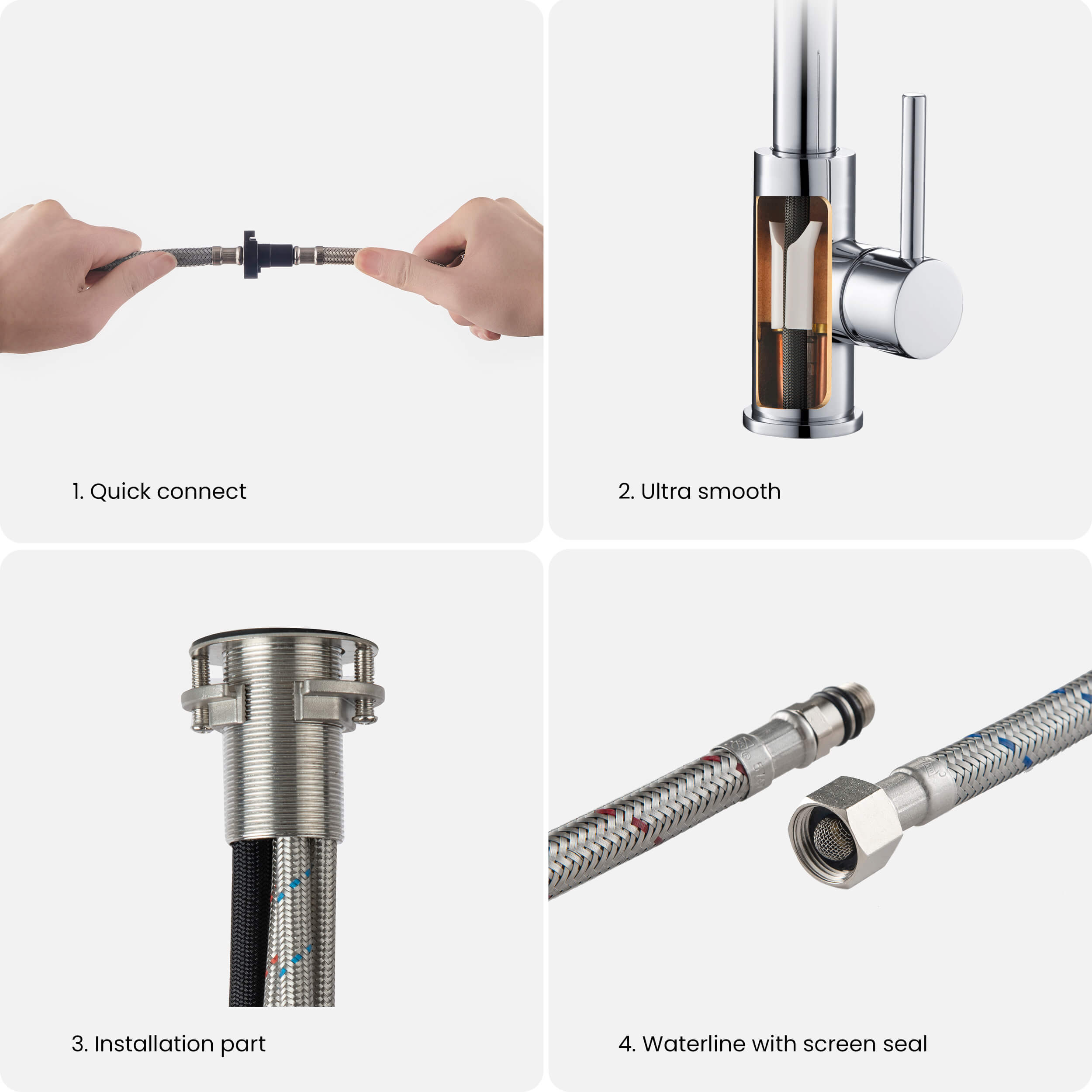 Single Handle Pull Down Kitchen Faucet - F102