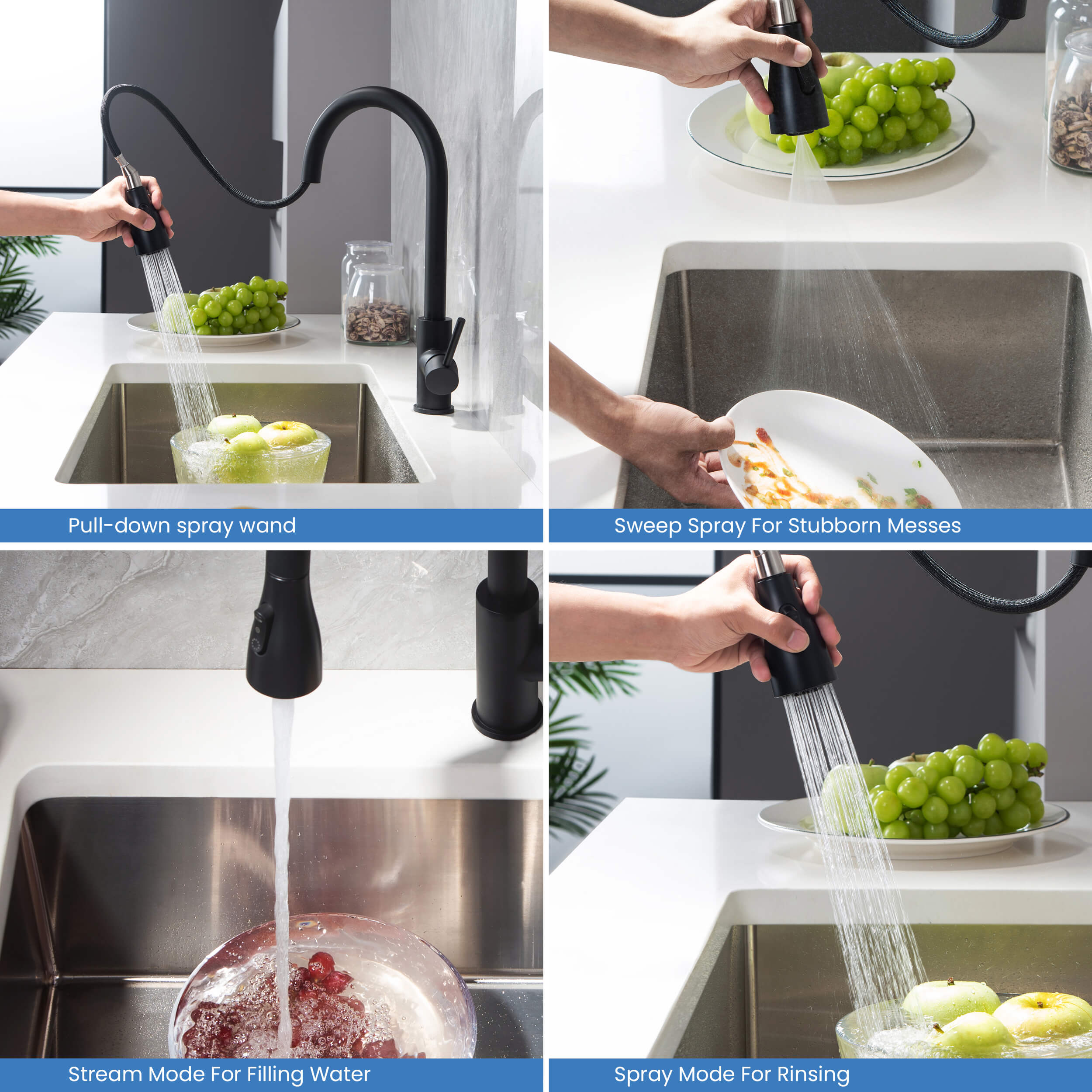 Single Handle Pull Down Kitchen Faucet - F102