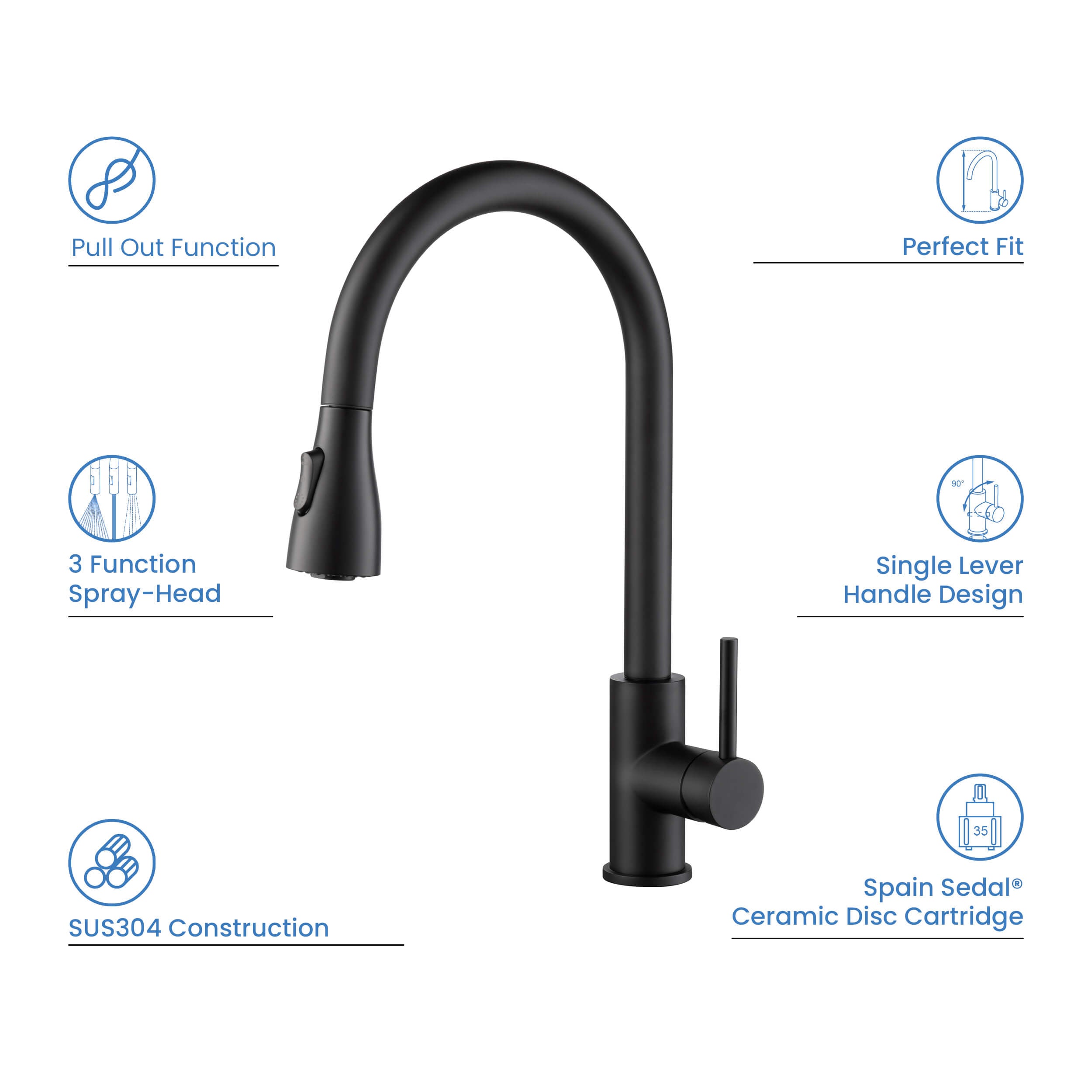Single Handle Pull Down Kitchen Faucet - F102
