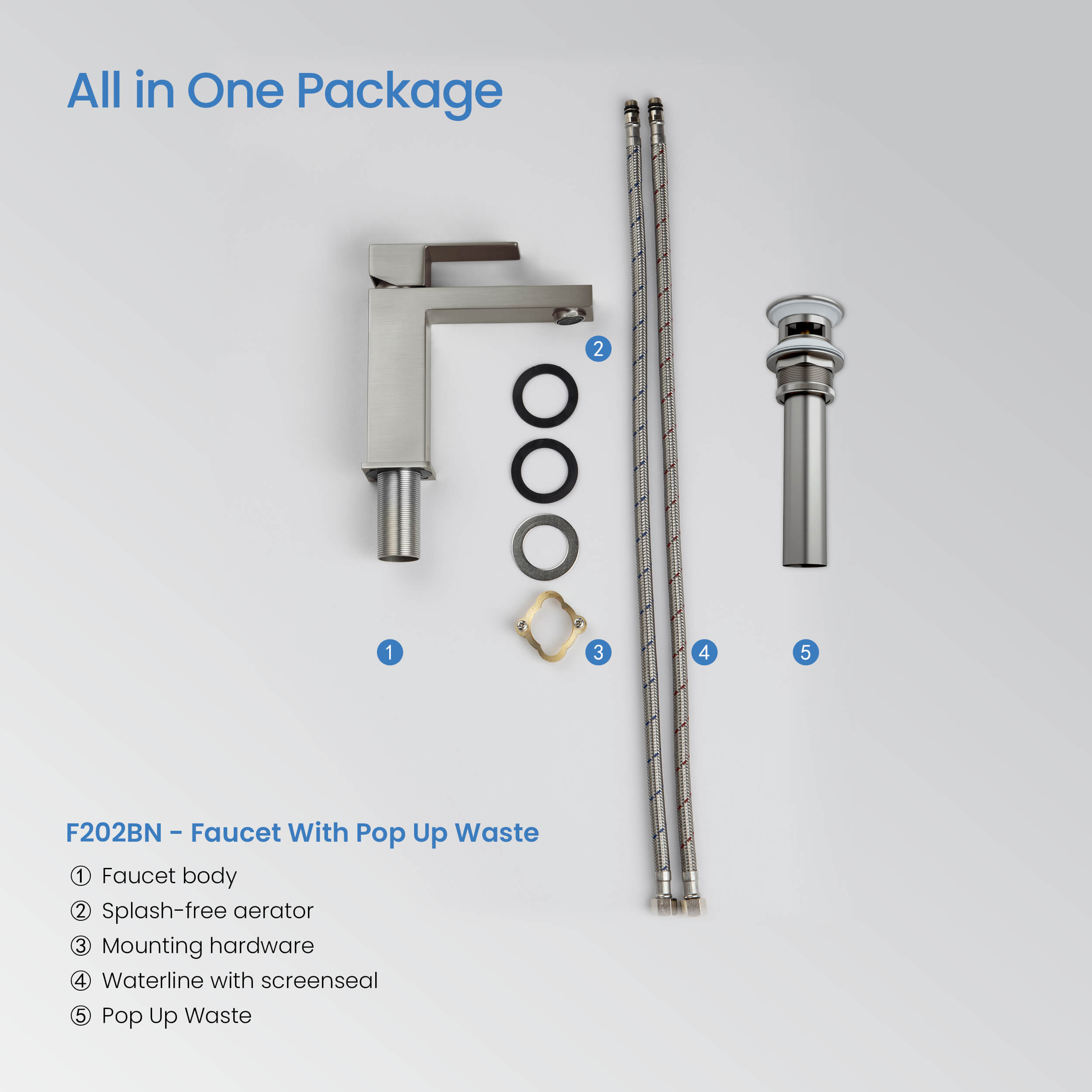 Single Handle Bathroom Vanity Sink Faucet with Pop Up Drain – F202