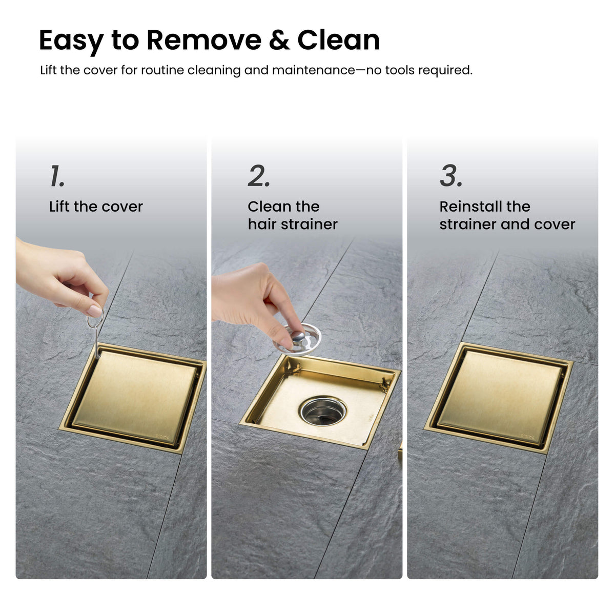 6 inch Square Reversible Tile-In Shower Drain - KFD0601